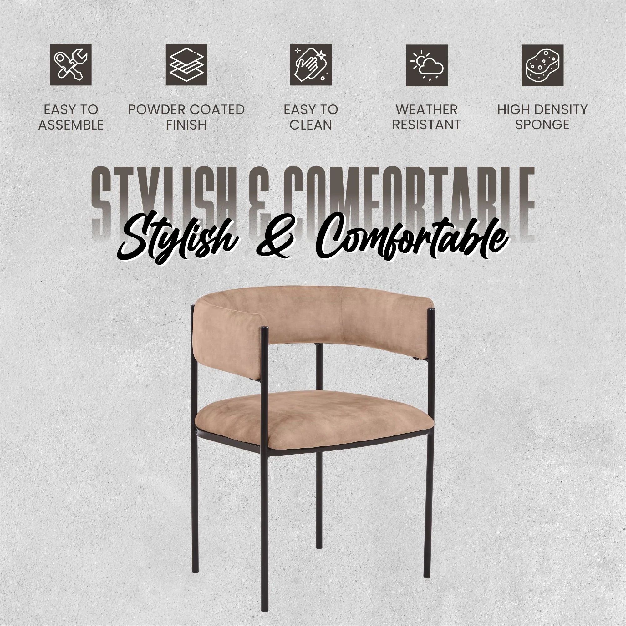 Cyril Collection Modern Chair in Light Brown Velvet