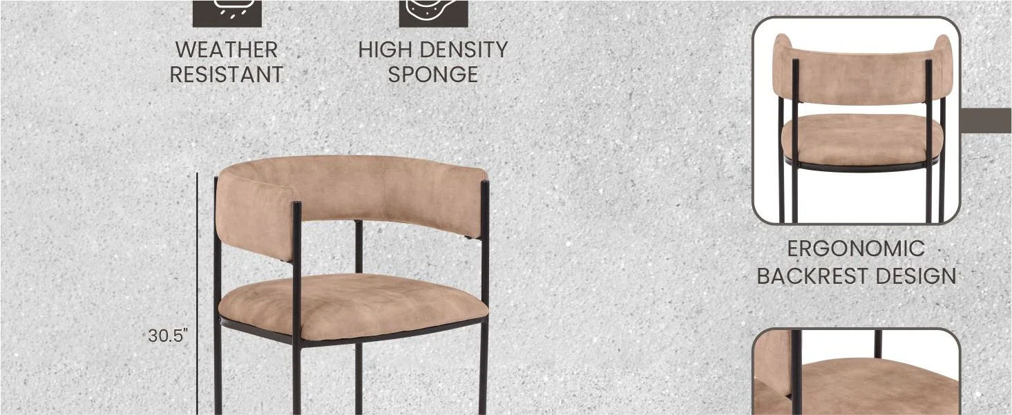 Cyril Collection Modern Chair in Light Brown Velvet Set of 2