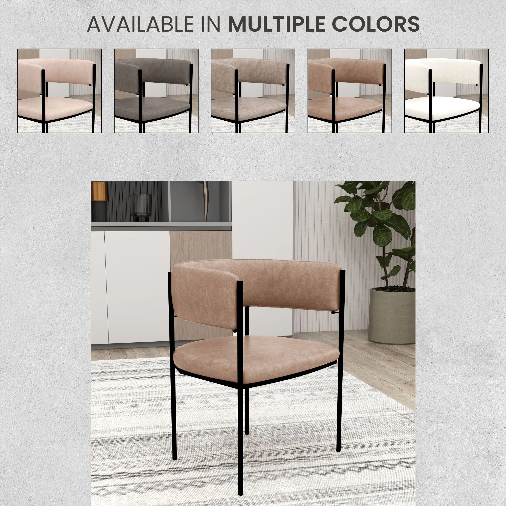 Cyril Collection Modern Chair in Light Brown Velvet Set of 2