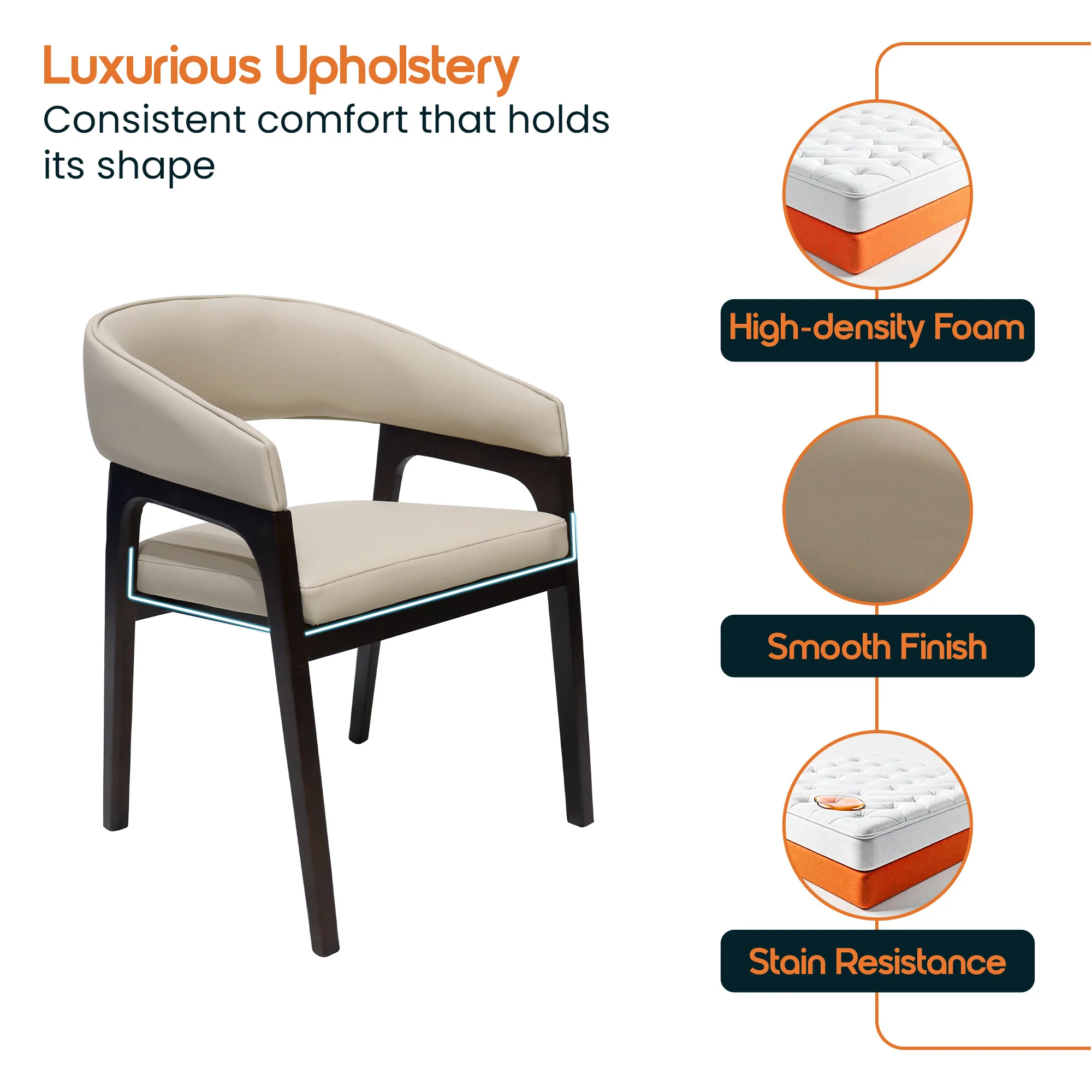 Cali Collection Modern Dining Chair in Beige