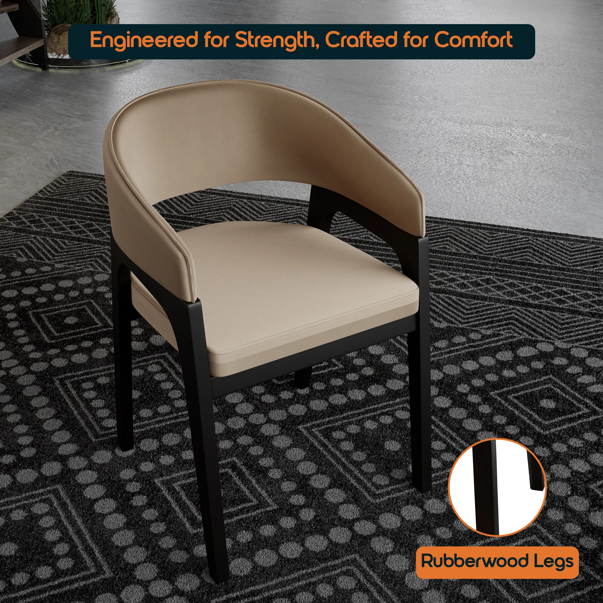 Cali Collection Modern Dining Chair in Beige - Set of 4