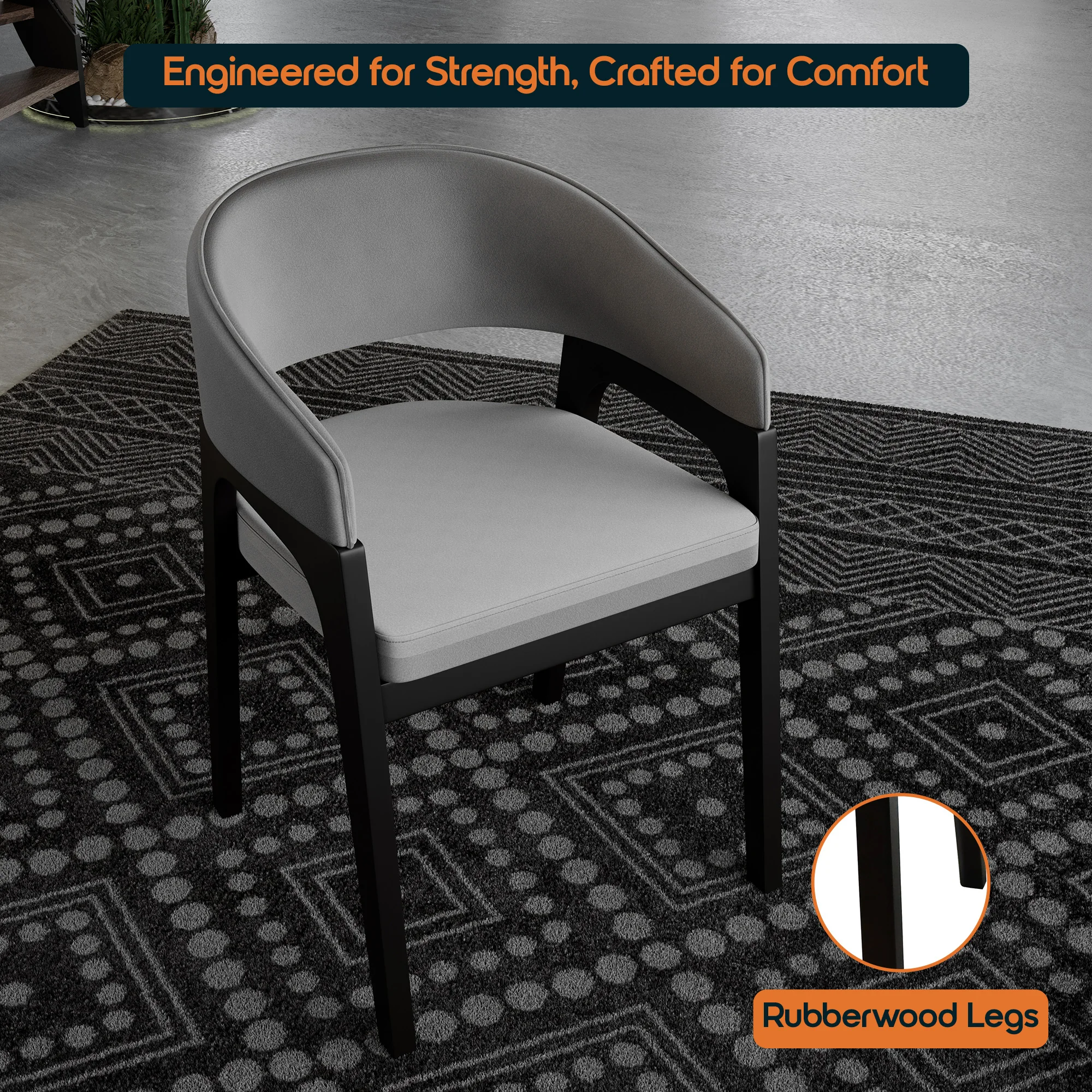 Cali Collection Modern Dining Chair in Light Grey - Set of 2