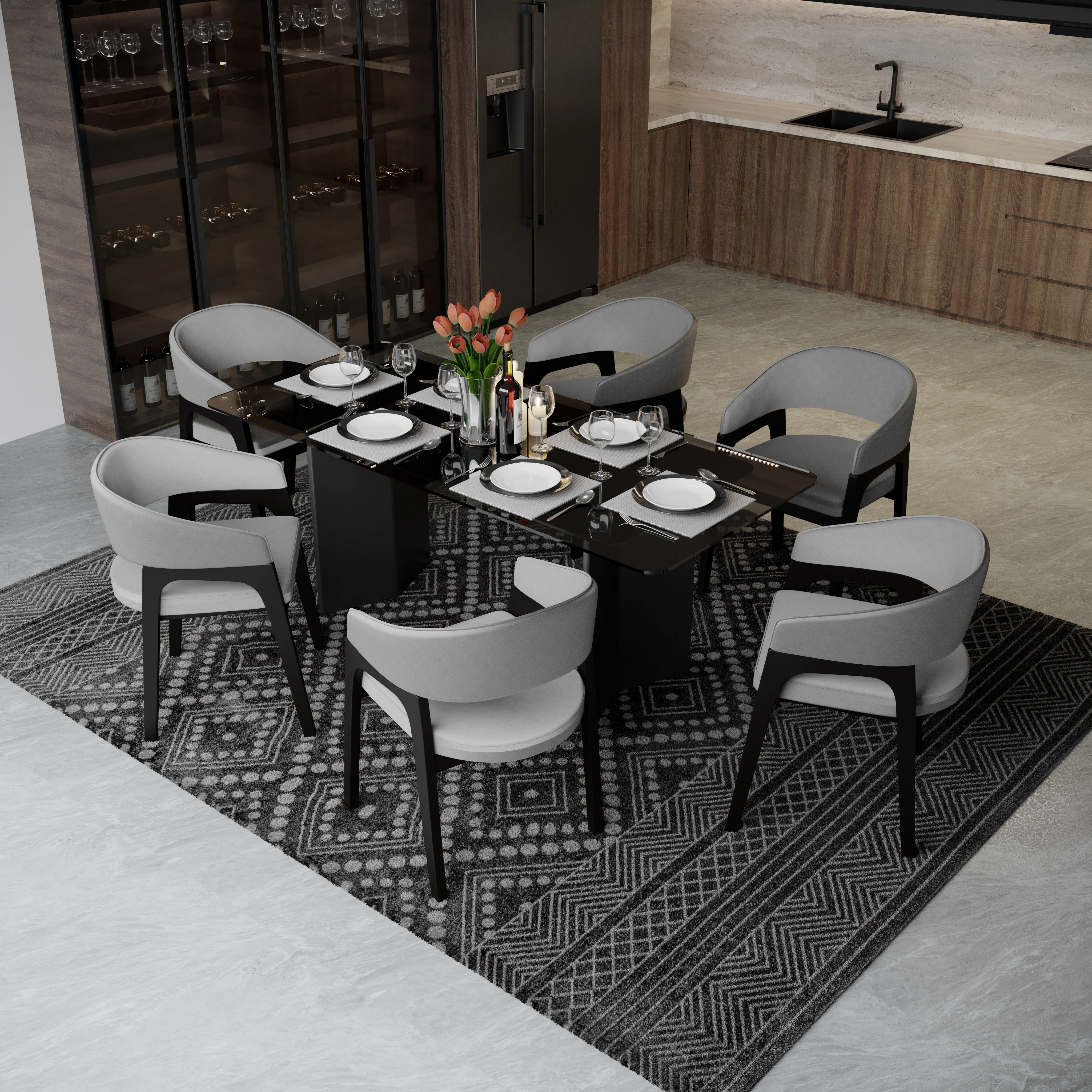 Cali Collection Modern Dining Chair in Light Grey - Set of 4