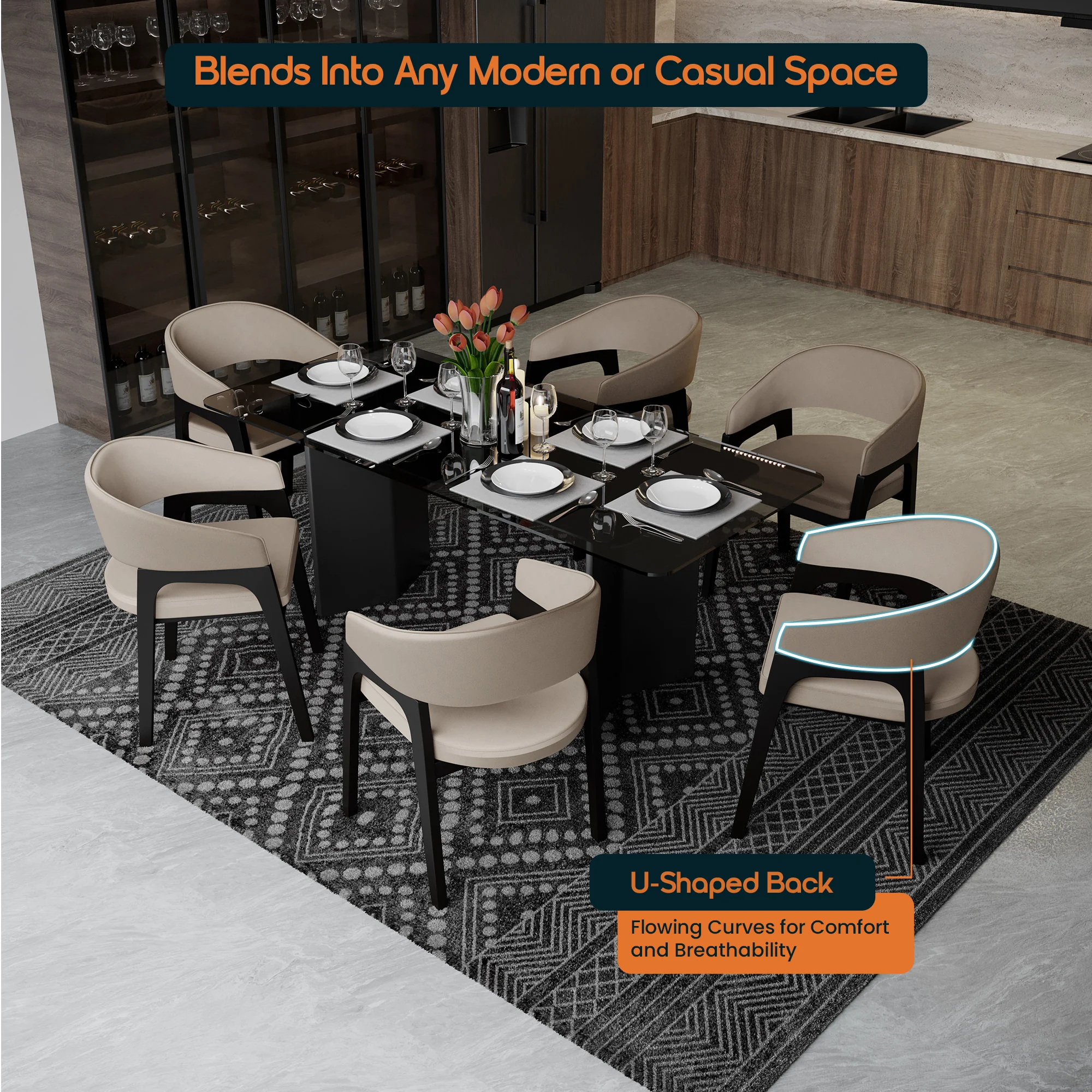 Cali Collection Modern Dining Chair in Taupe