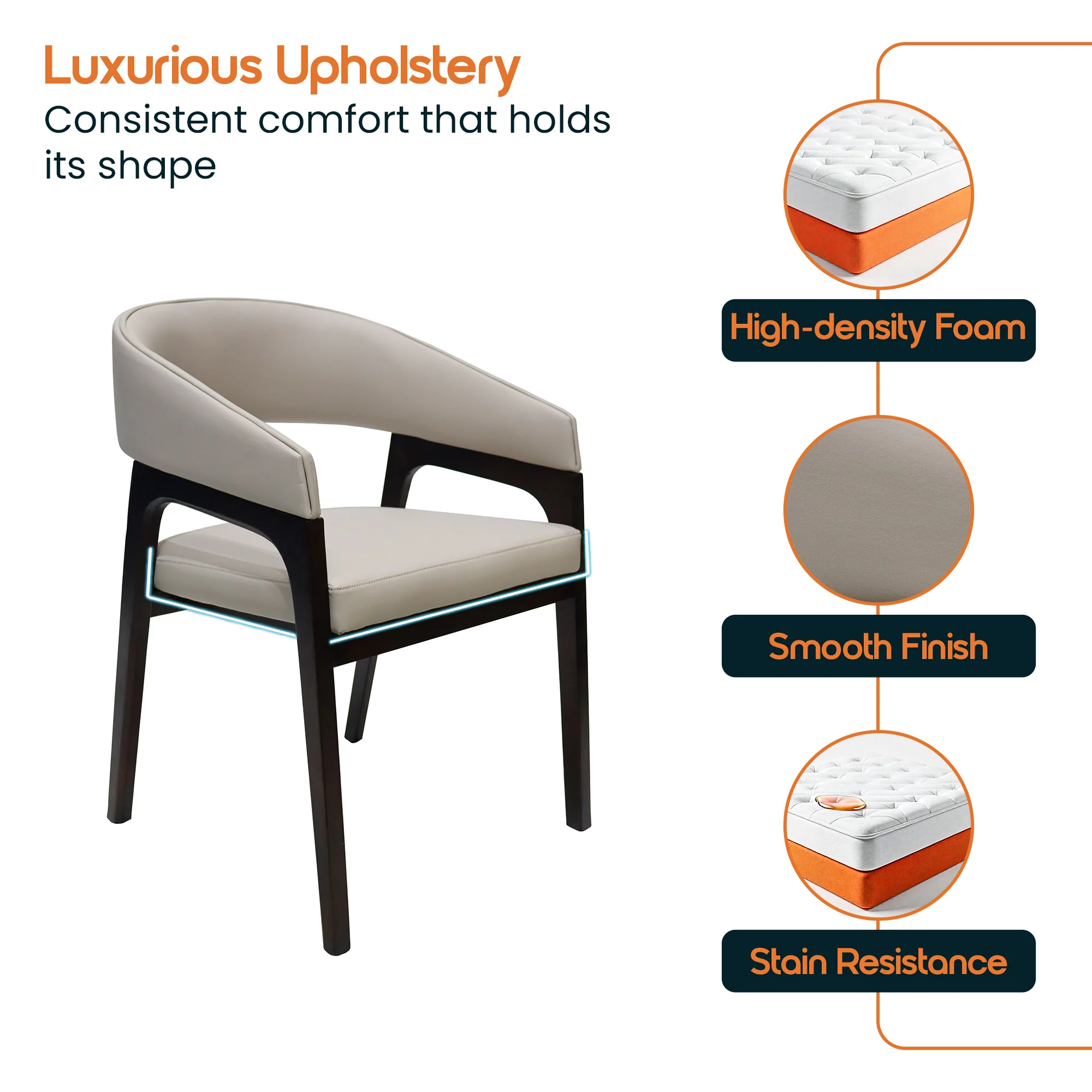 Cali Collection Modern Dining Chair in Taupe - Set of 2