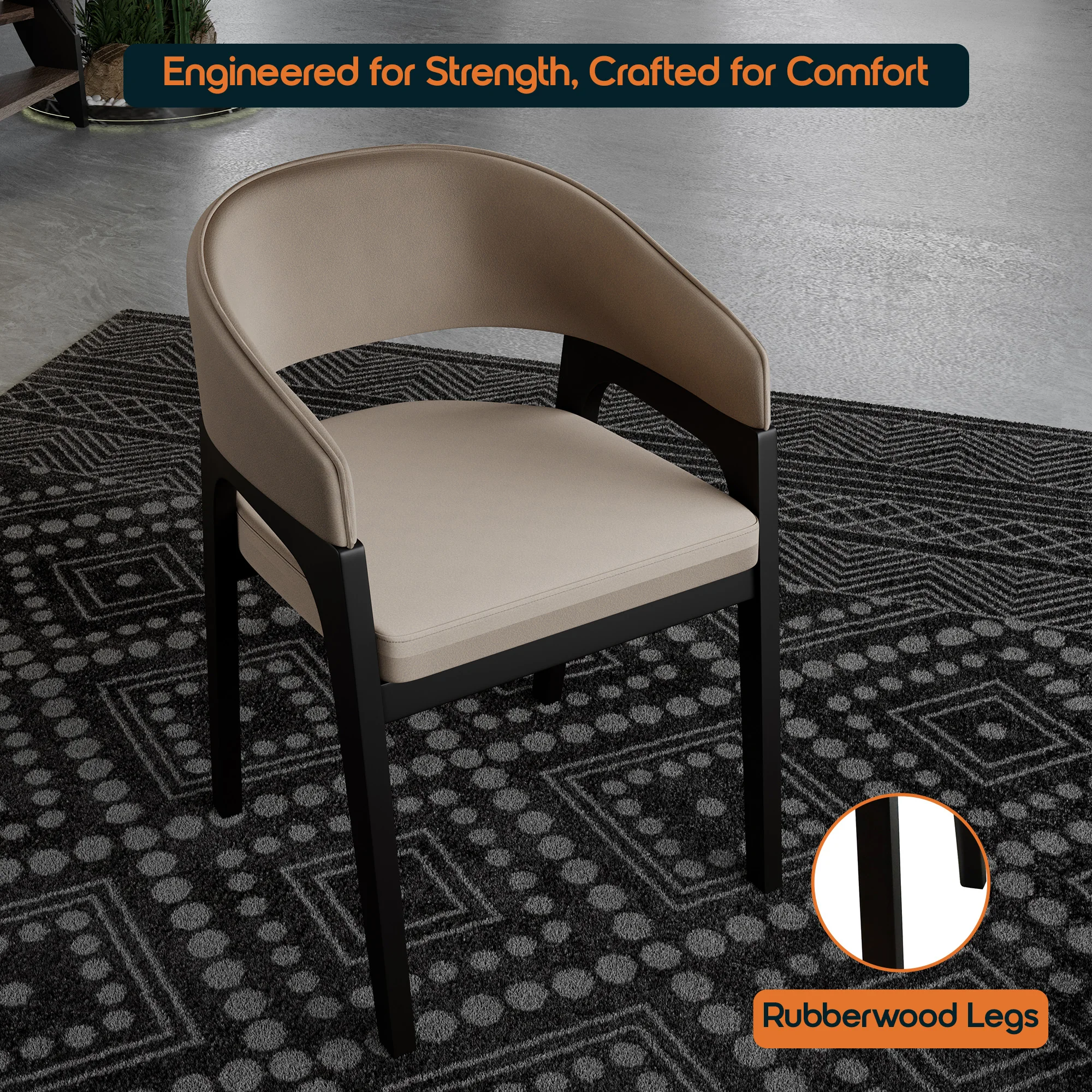 Cali Collection Modern Dining Chair in Taupe - Set of 4