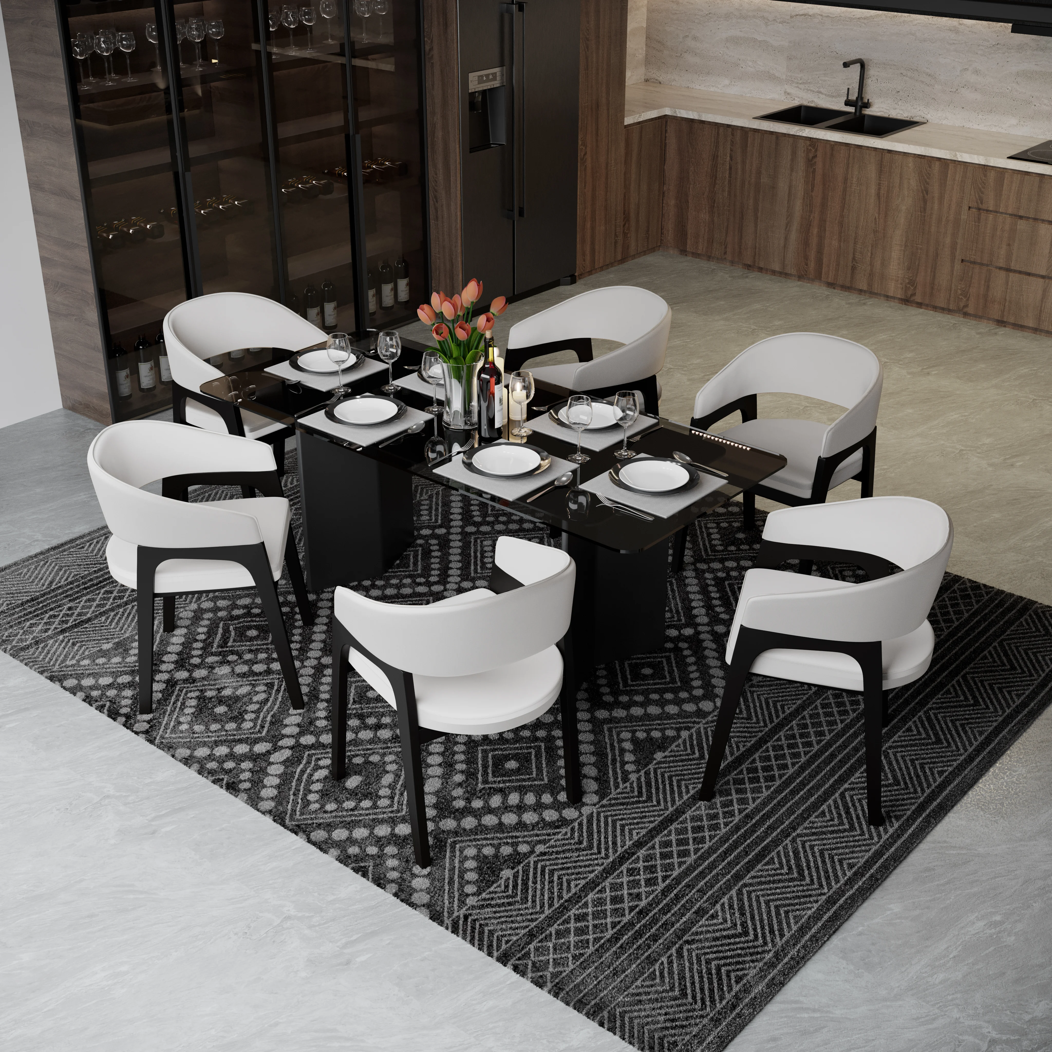 Cali Collection Modern Dining Chair in White - Set of 2