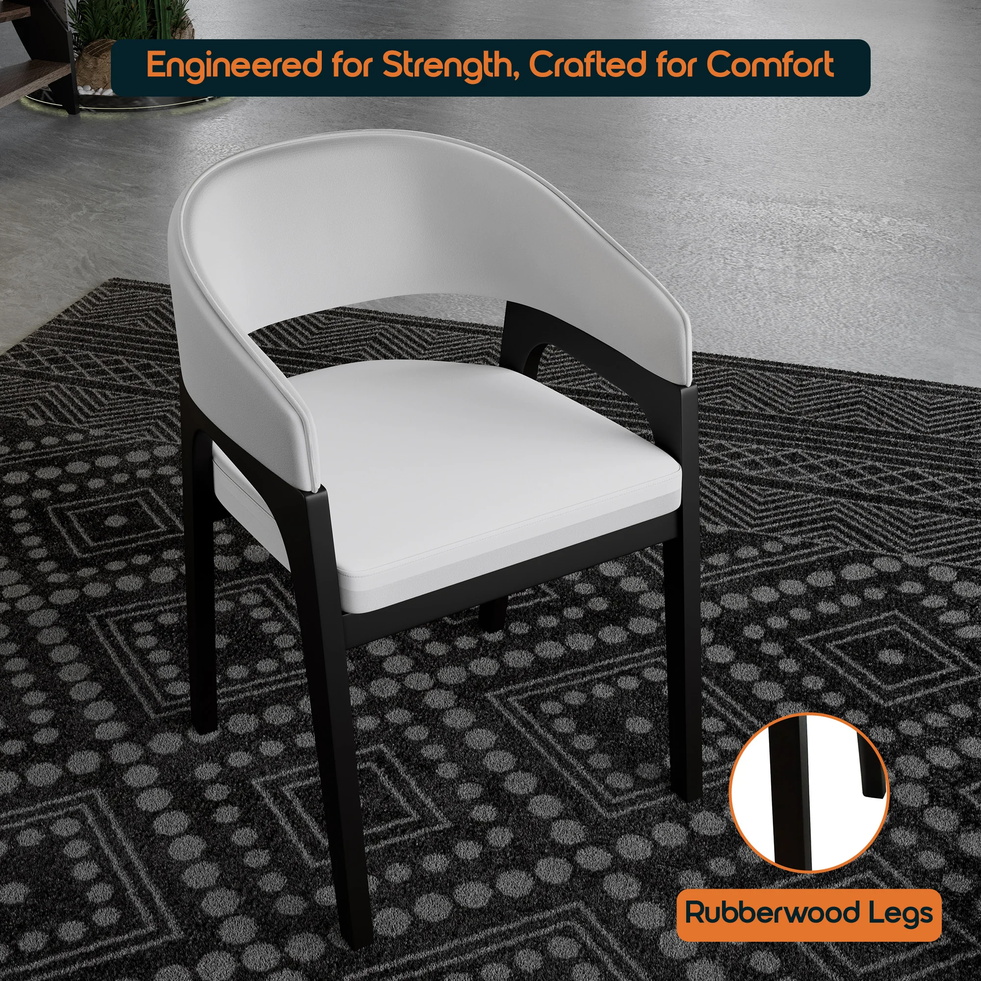 Cali Collection Modern Dining Chair in White - Set of 2