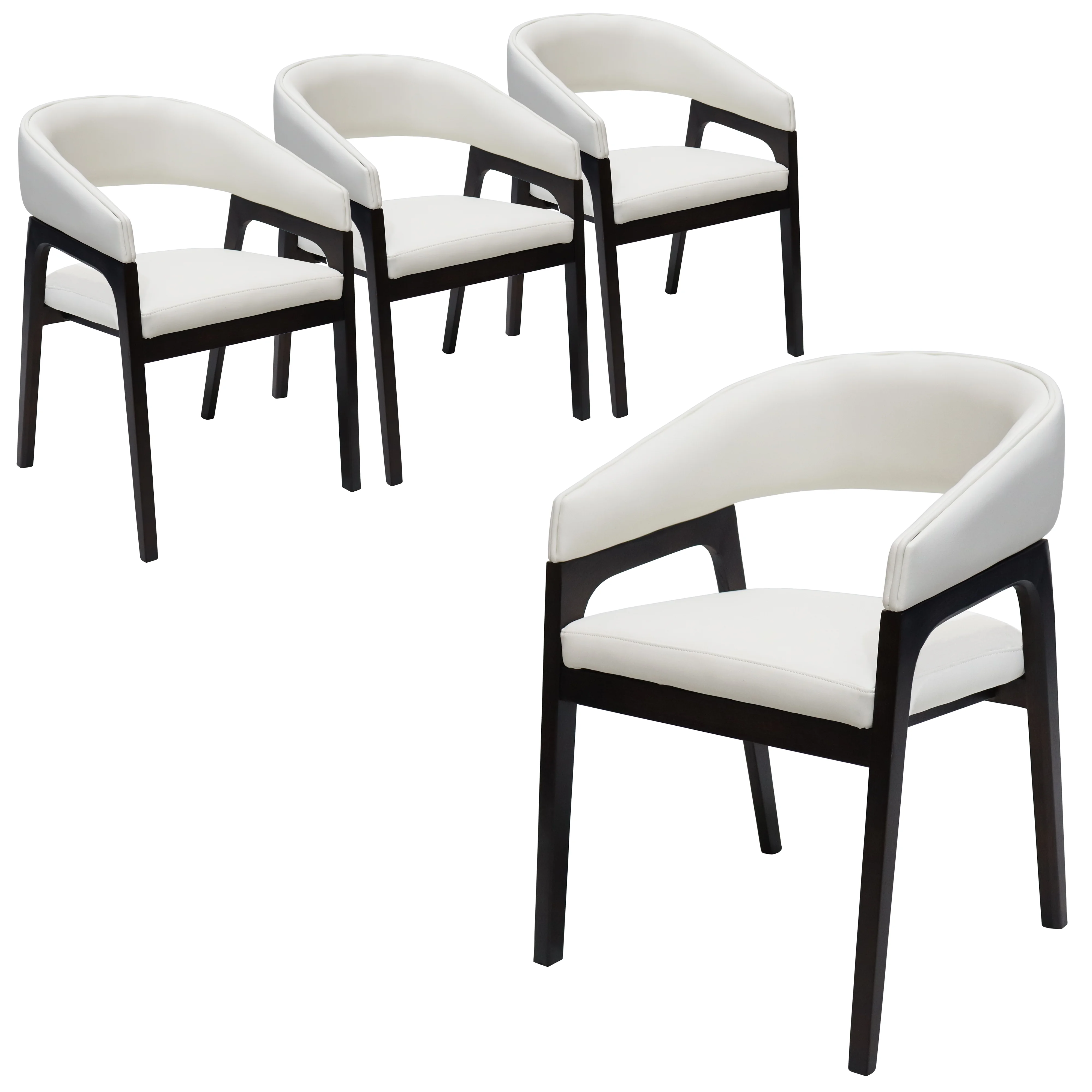 Cali Collection Modern Dining Chair in White - Set of 4
