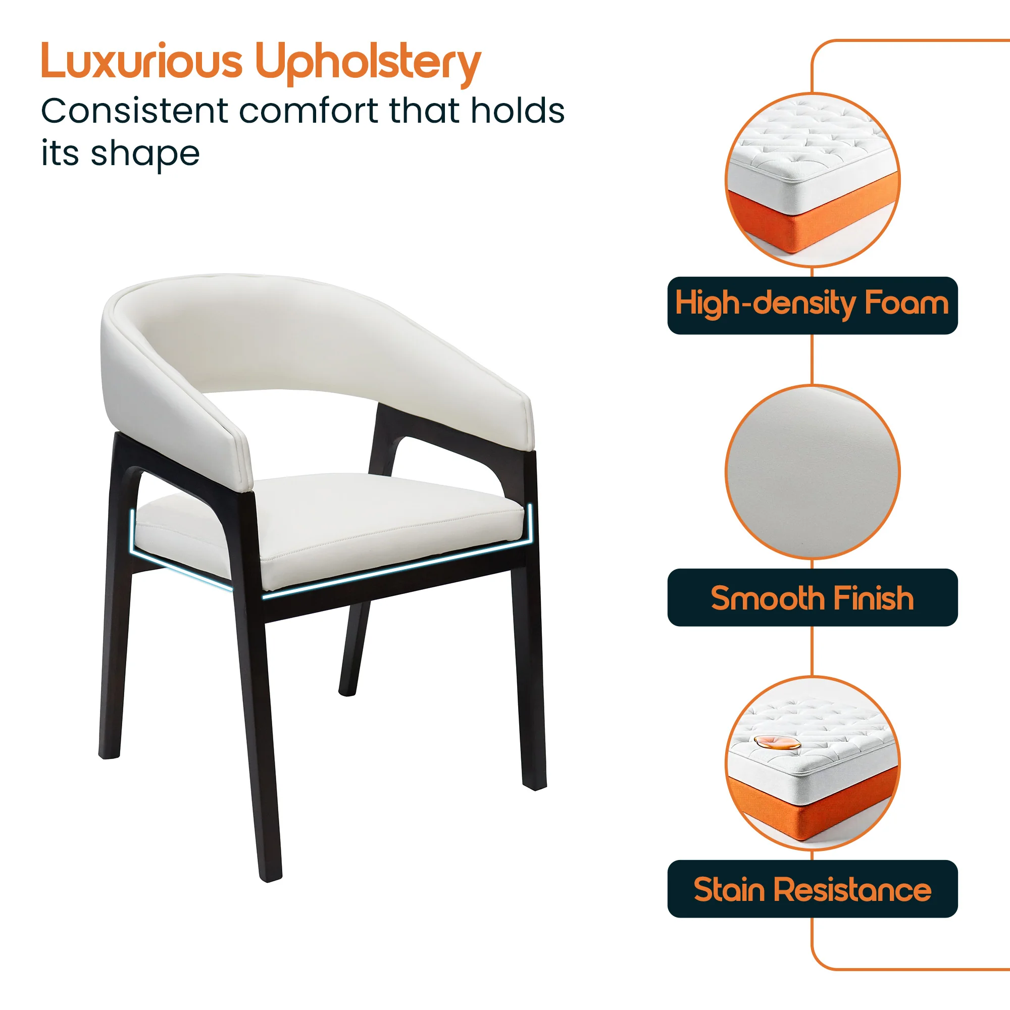 Cali Collection Modern Dining Chair in White - Set of 4