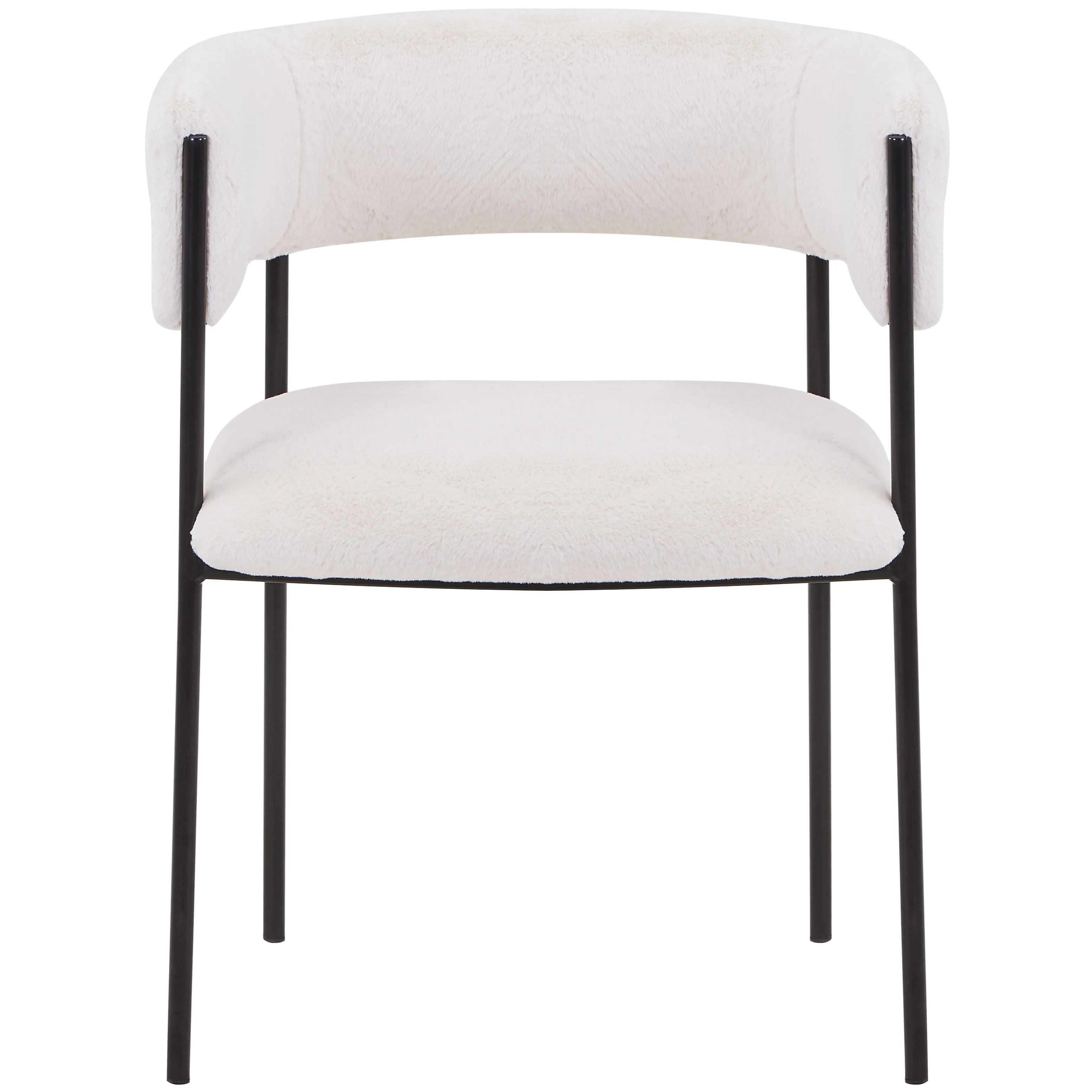 Cyril Collection Modern Chair in White Faux Fur