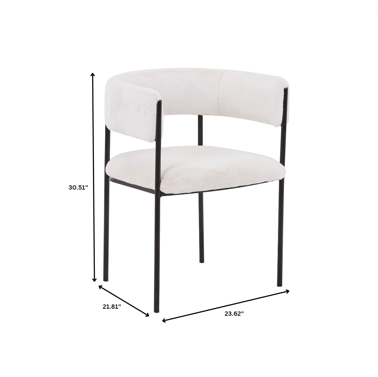 Cyril Collection Modern Chair in White Faux Fur Set of 2