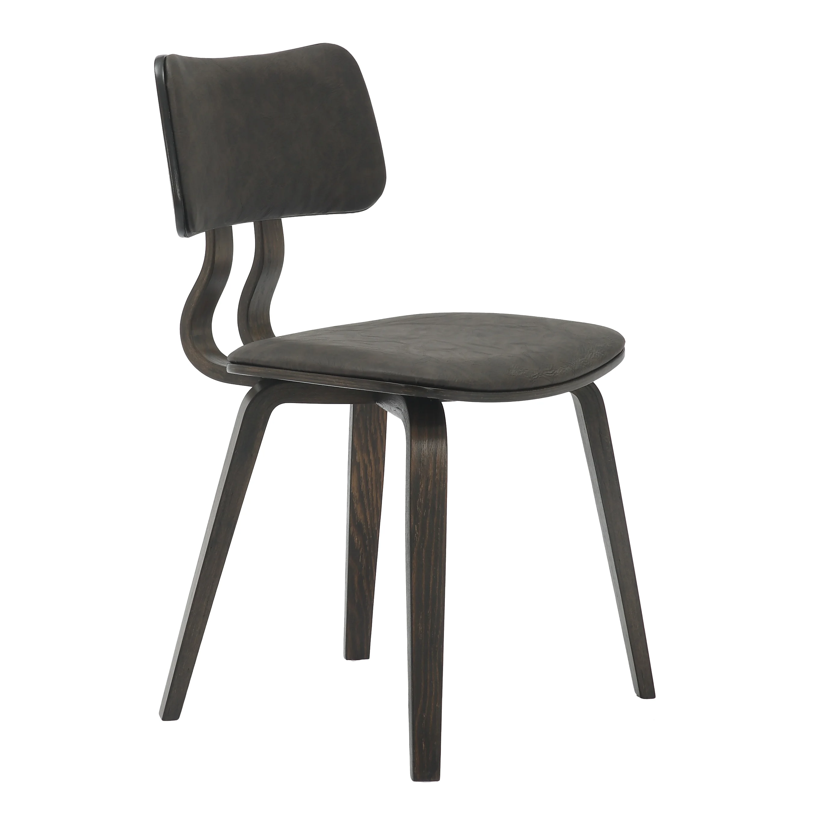 Modern Wooden Dining Chair, Dark Walnut Color Frame in Brown, Clivo Collection By LeisrueMod