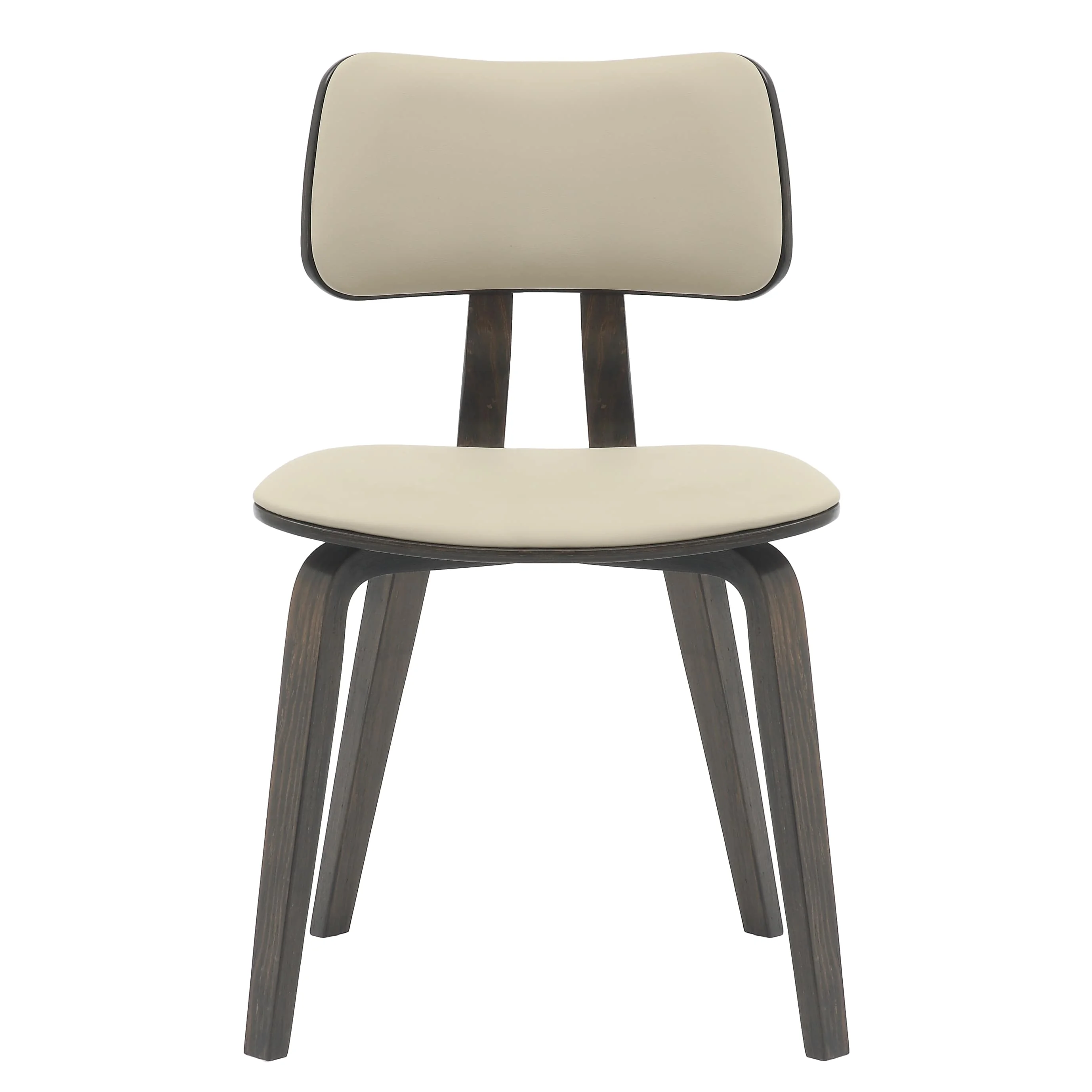 Modern Wooden Dining Chair, Dark Walnut Color Frame in Taupe, Clivo Collection By LeisrueMod