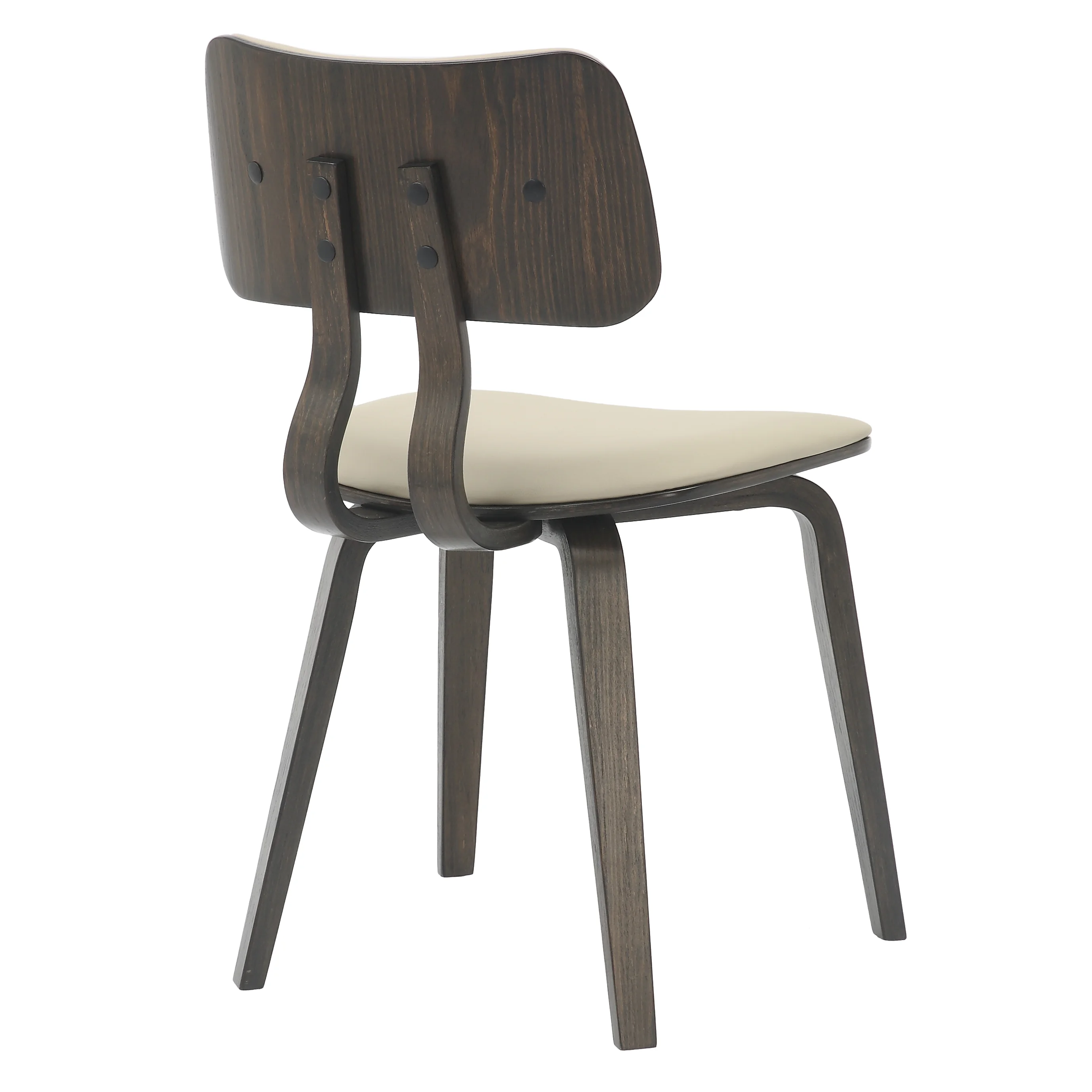 Modern Wooden Dining Chair, Dark Walnut Color Frame in Taupe, Clivo Collection By LeisrueMod