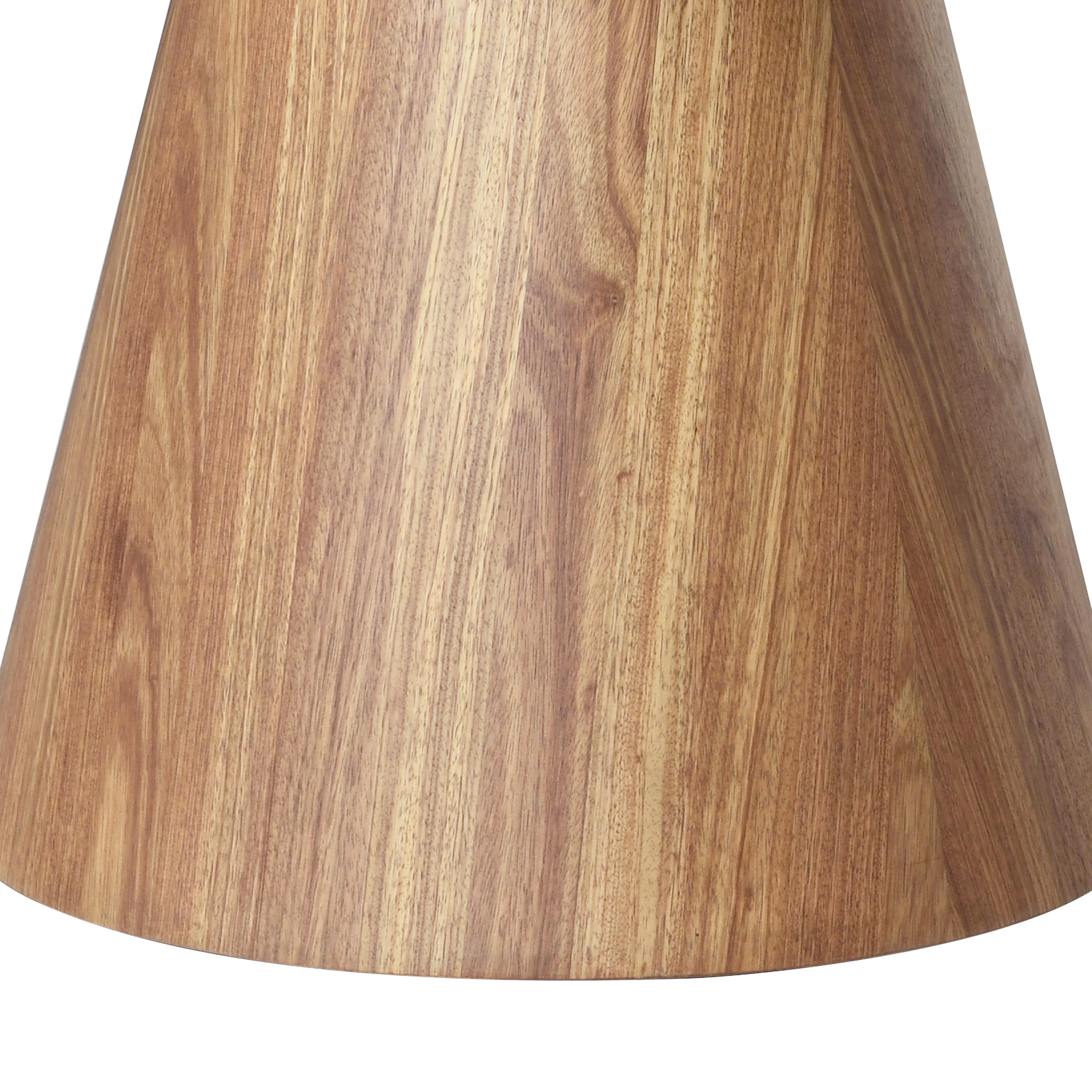 5-Piece Dining Set with Round Wooden Table in Natural Wood and 4 Leather Dining Chairs in Dark Walnut/Brown