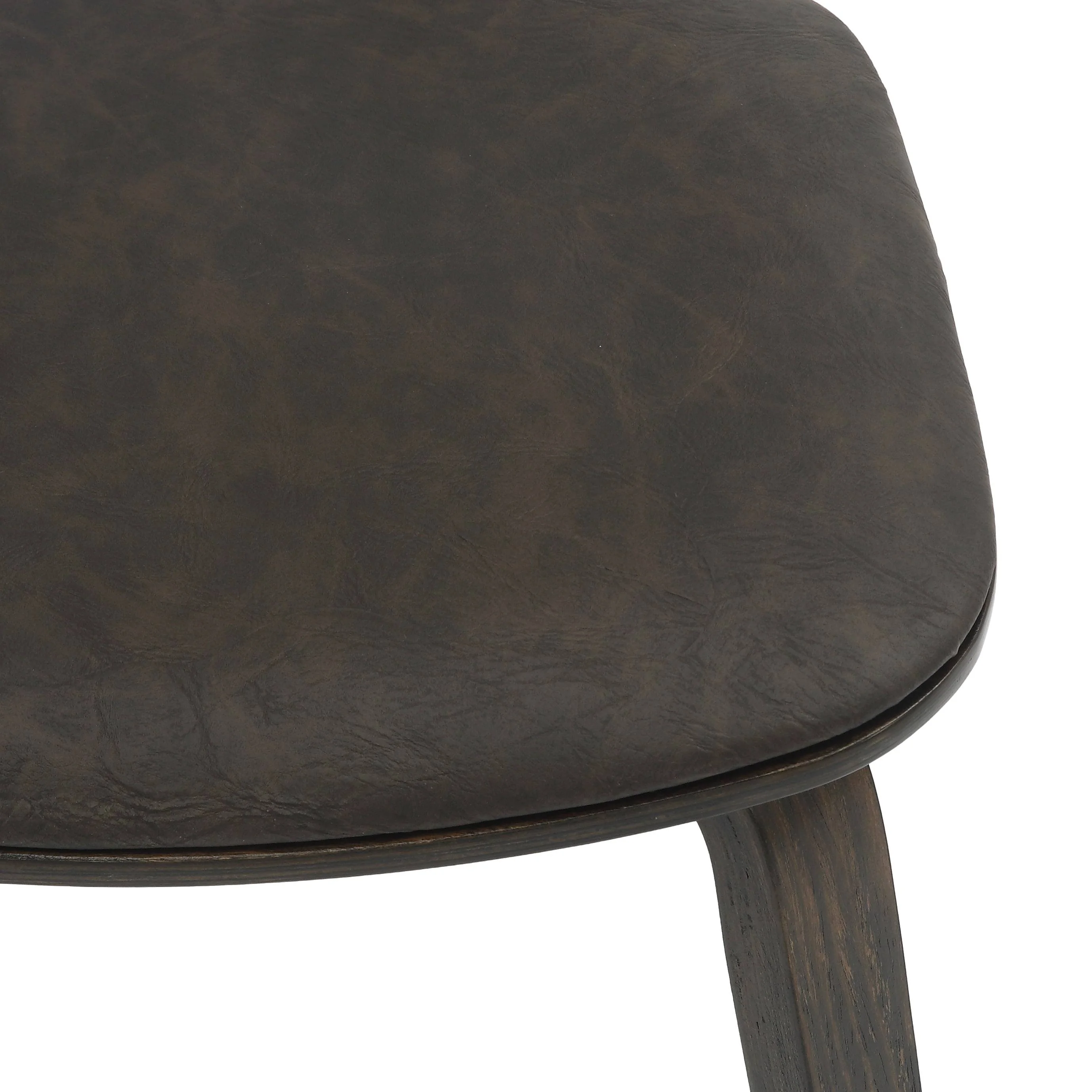 5-Piece Dining Set with Round Wooden Table in Walnut and 4 Leather Dining Chairs in Dark Walnut/Brown