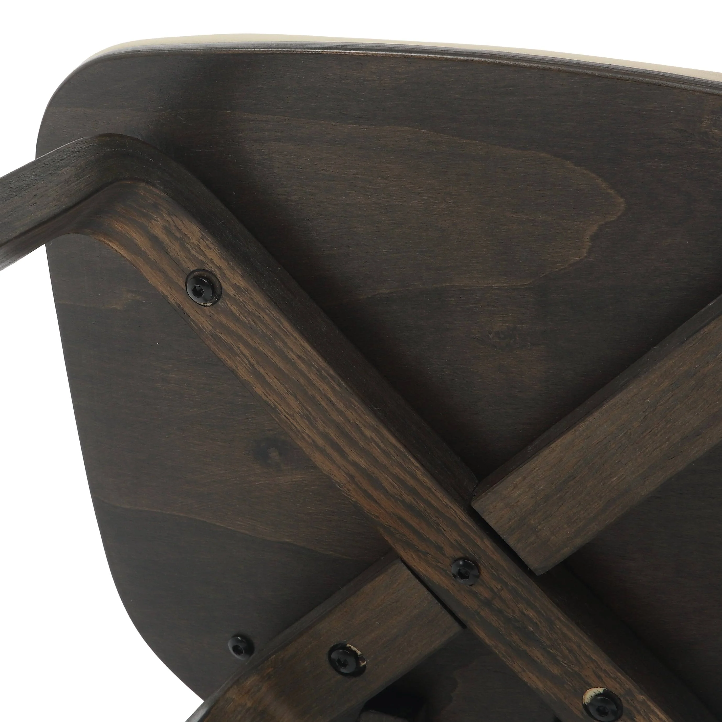 5-Piece Dining Set with Round Wooden Table in Walnut and 4 Leather Dining Chairs in Dark Walnut/Brown