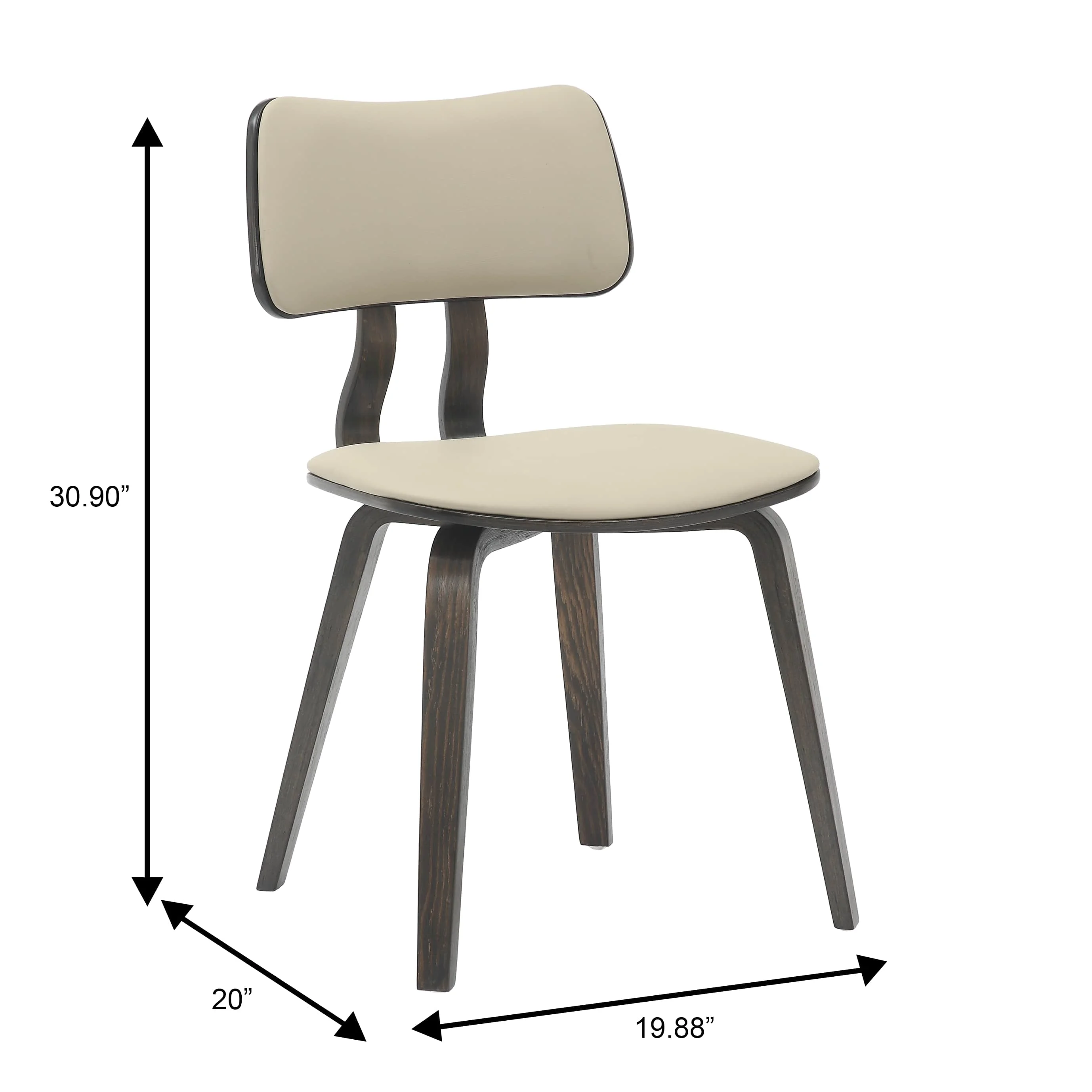 5-Piece Dining Set with Round Wooden Table in Walnut and 4 Leather Dining Chairs in Dark Walnut/Taupe