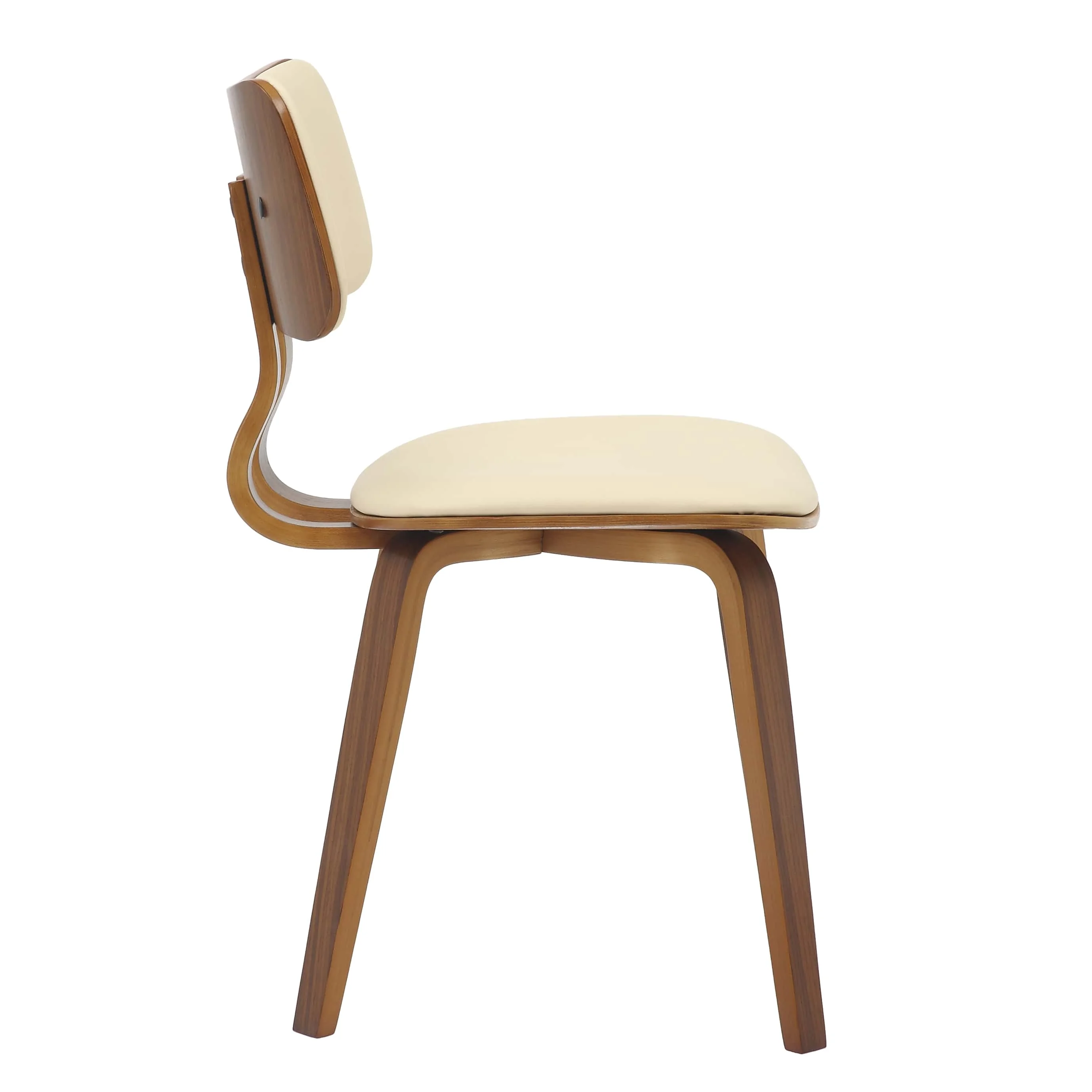 Modern Wooden Dining Chair, Walnut Color Frame in Cream, Clivo Collection By LeisrueMod