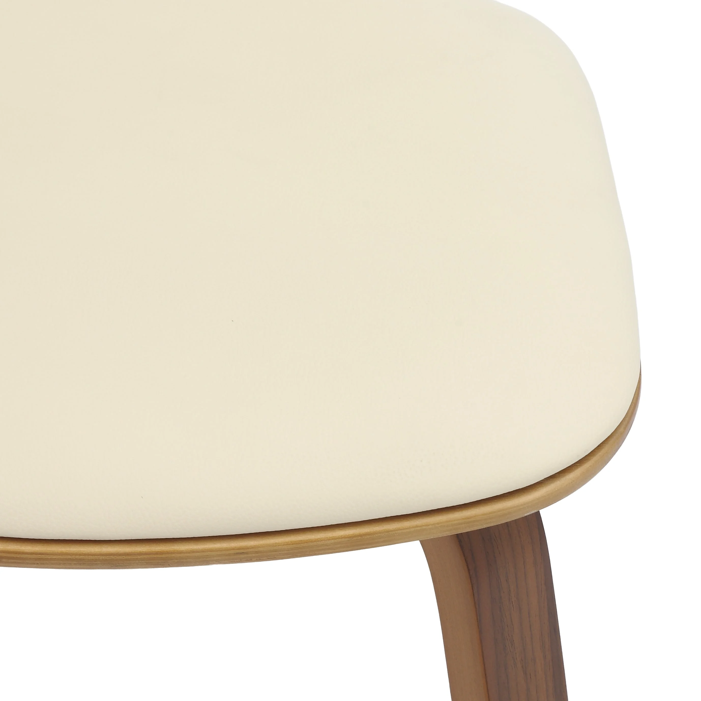 Modern Wooden Dining Chair, Walnut Color Frame in Cream, Clivo Collection By LeisrueMod