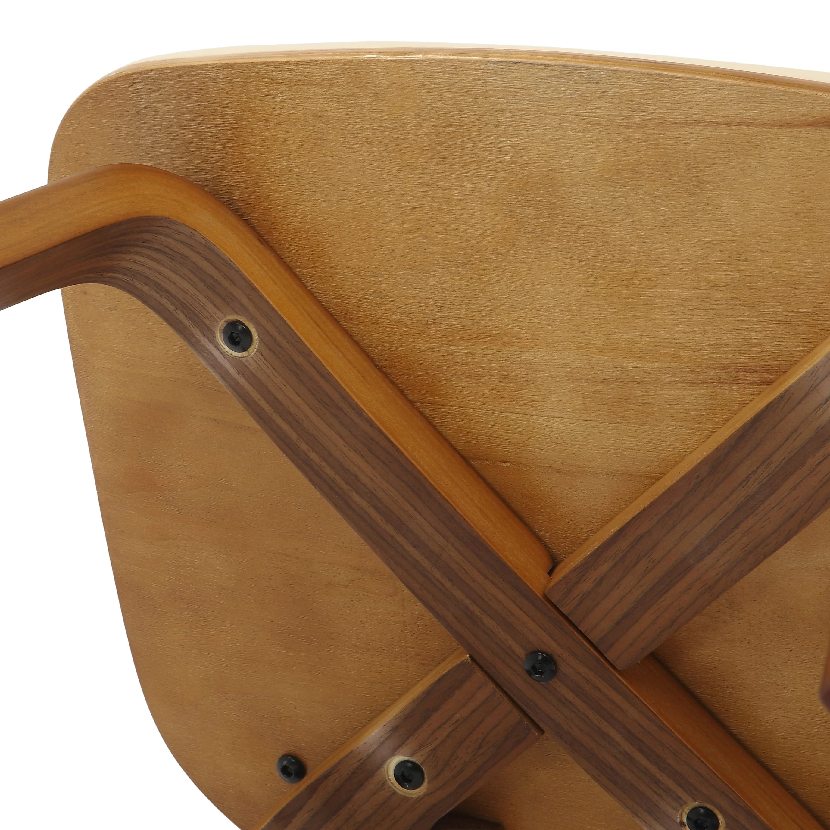 Modern Wooden Dining Chair, Walnut Color Frame in Cream, Clivo Collection By LeisrueMod