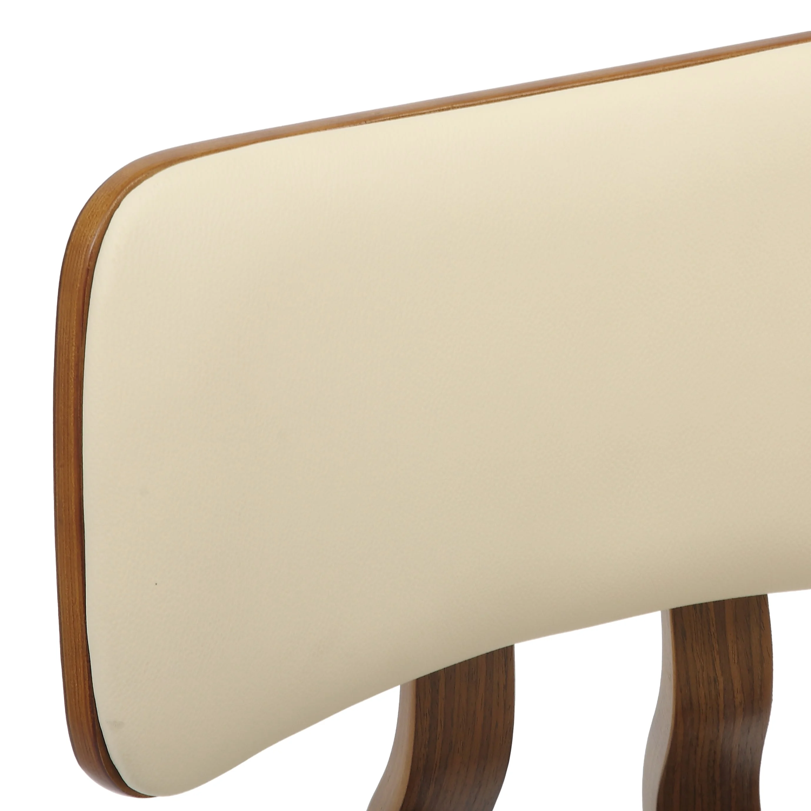 Modern Wooden Dining Chair, Walnut Color Frame in Cream, Clivo Collection By LeisrueMod