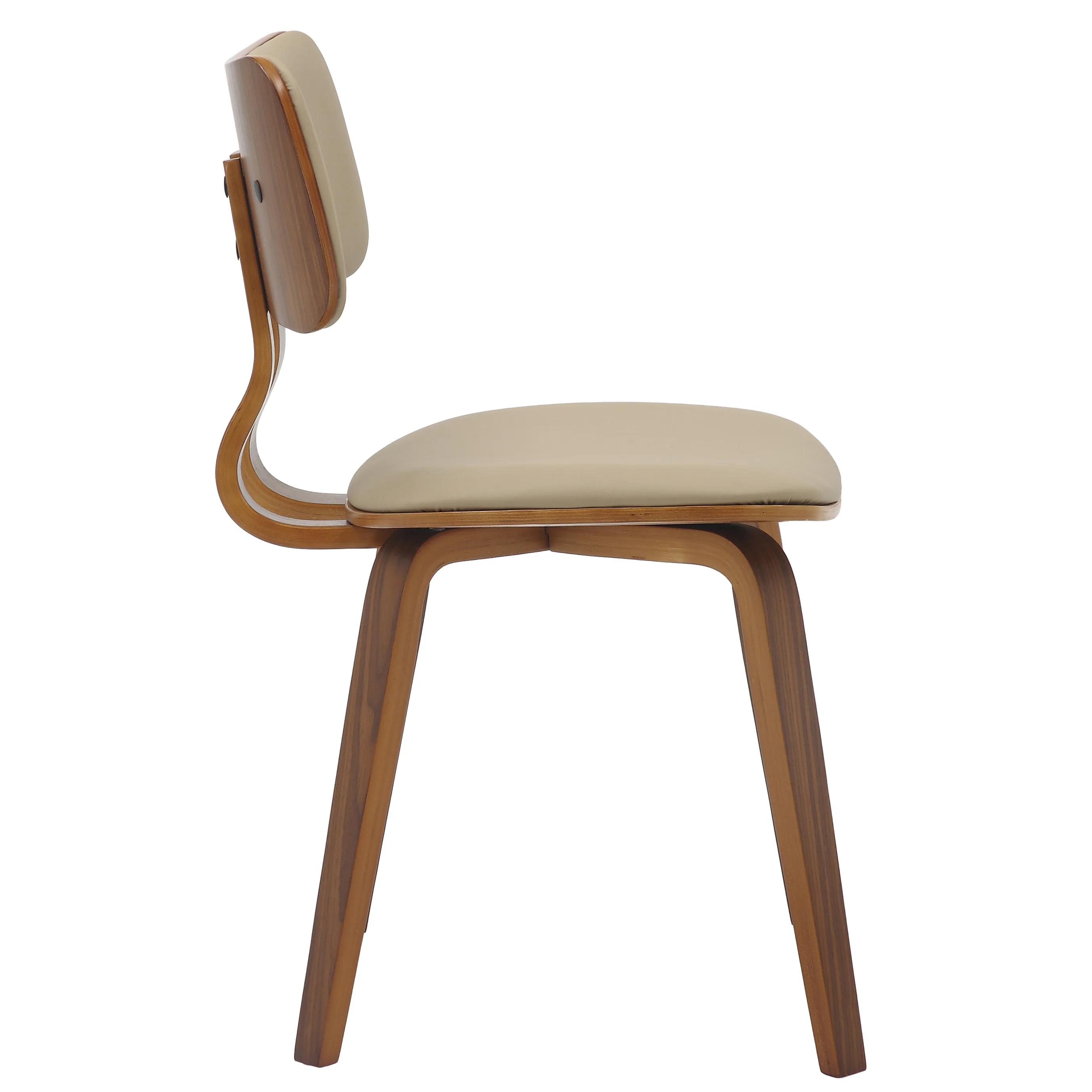 Modern Wooden Dining Chair, Walnut Color Frame in Light Brown, Clivo Collection By LeisrueMod