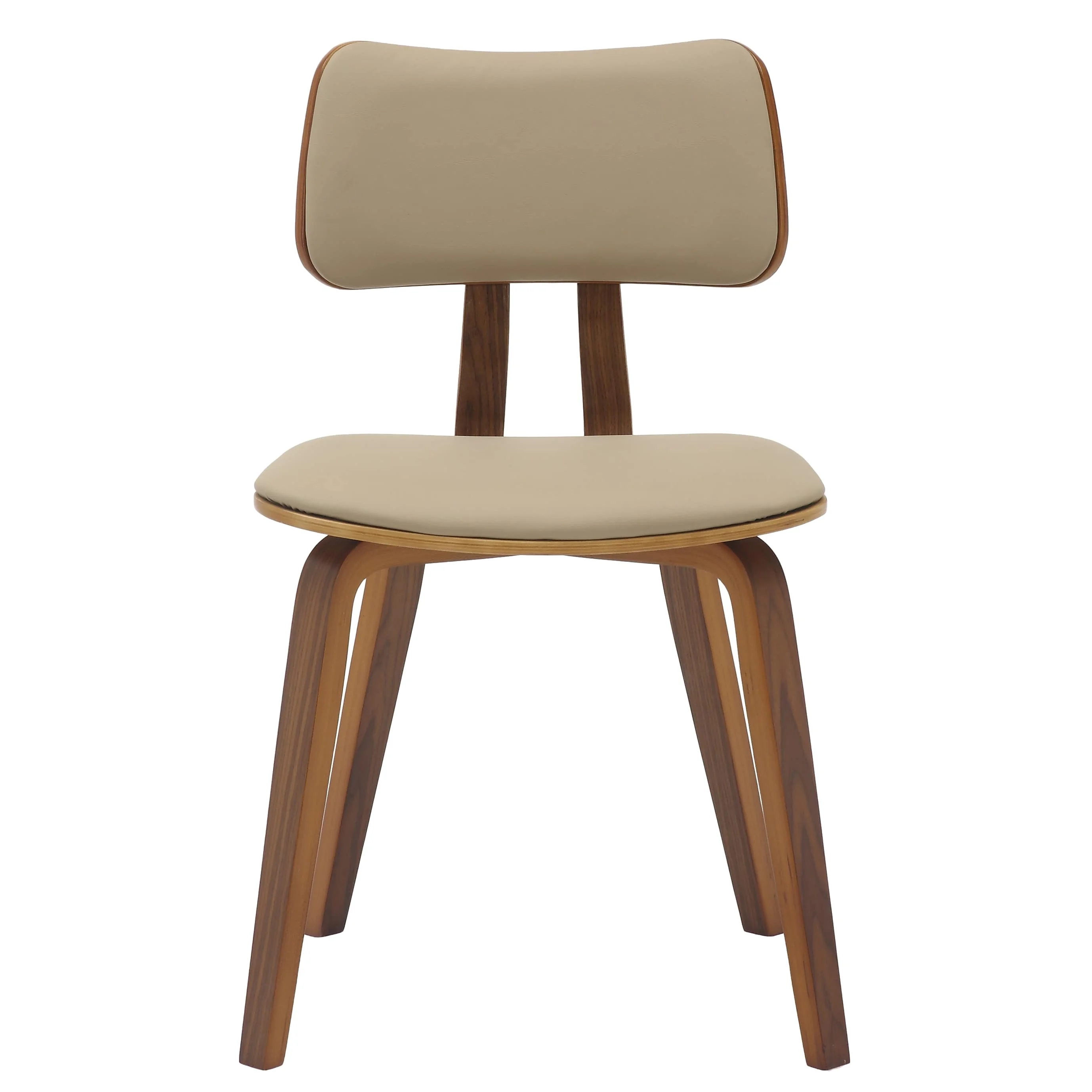Modern Wooden Dining Chair, Walnut Color Frame in Light Brown, Clivo Collection By LeisrueMod
