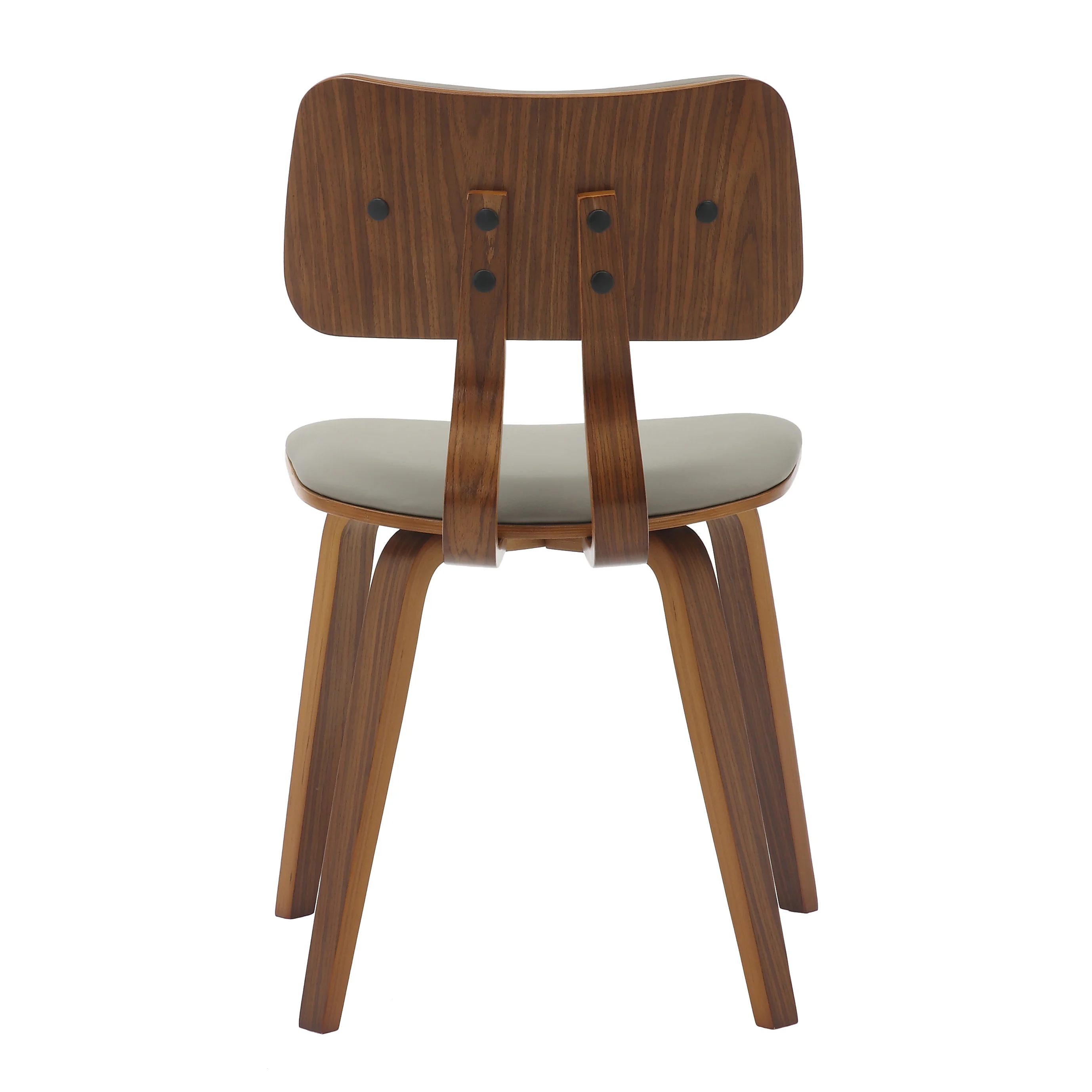 Modern Wooden Dining Chair, Walnut Color Frame in Light Grey, Clivo Collection By LeisrueMod