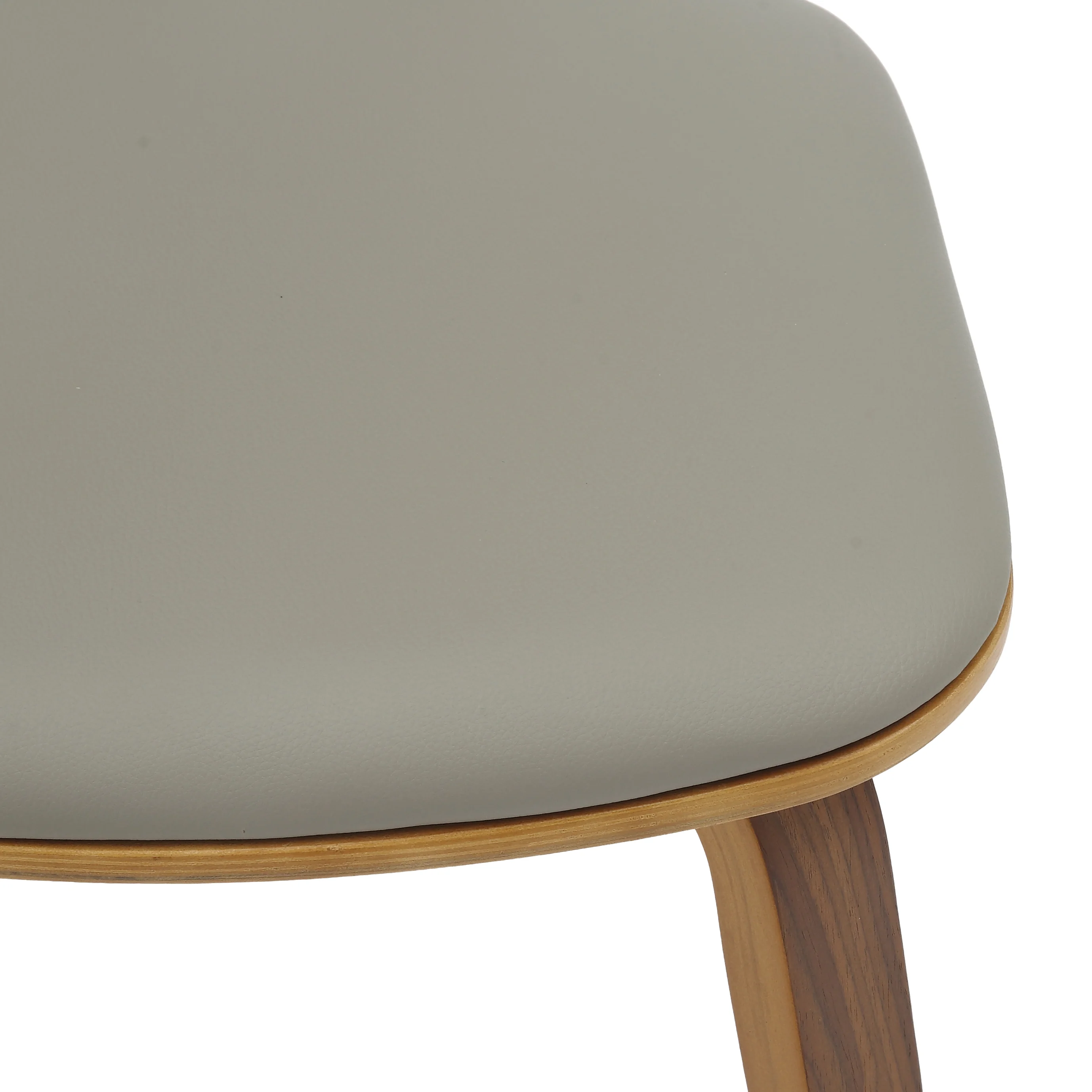 Modern Wooden Dining Chair, Walnut Color Frame in Light Grey, Clivo Collection By LeisrueMod