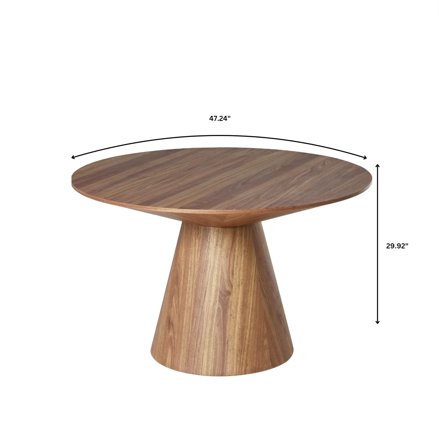 5-Piece Dining Set with Round Wooden Table in Natural Wood and 4 Leather Dining Chairs in Walnut/Cream