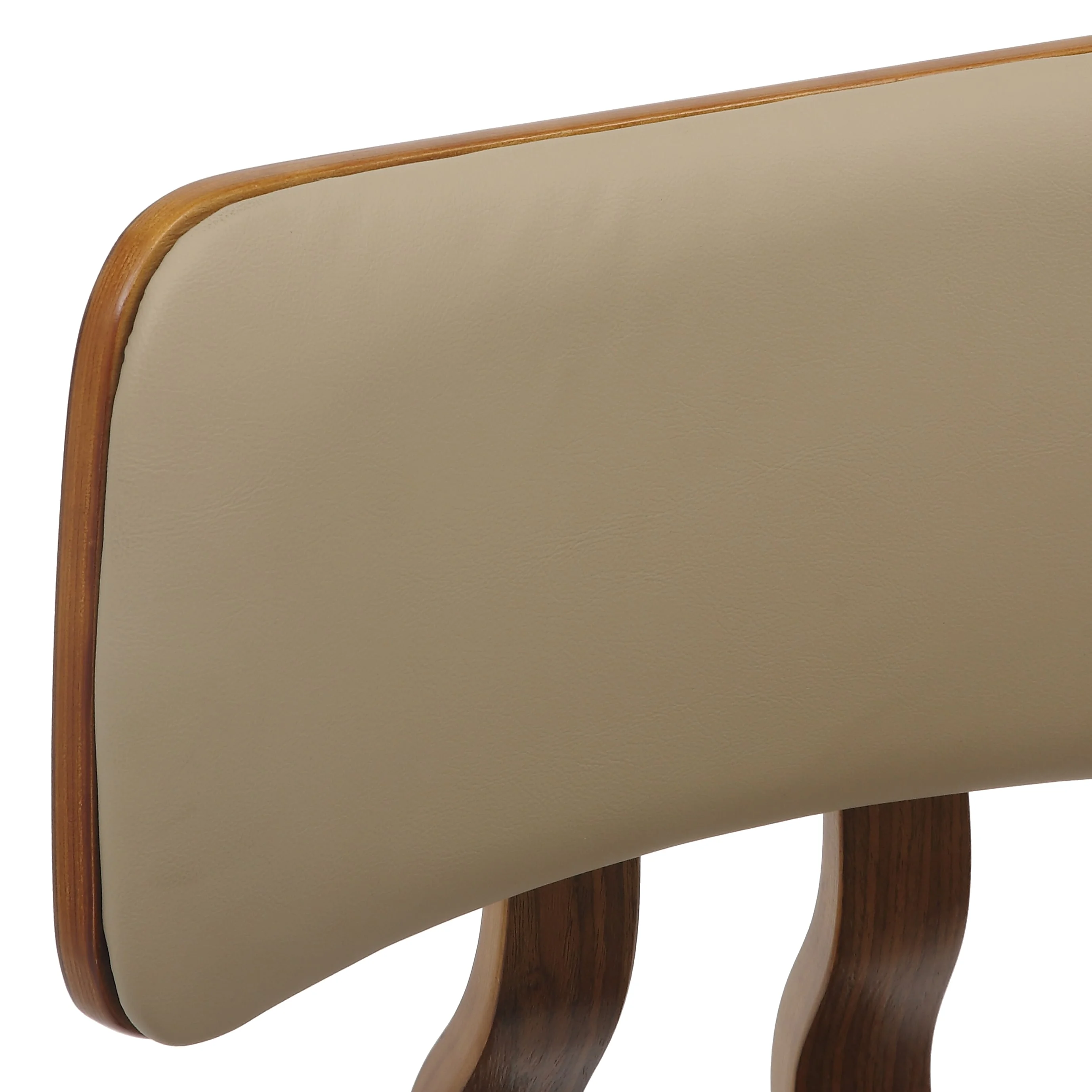 5-Piece Dining Set with Round Wooden Table in Natural Wood and 4 Leather Dining Chairs in Walnut/Light Brown