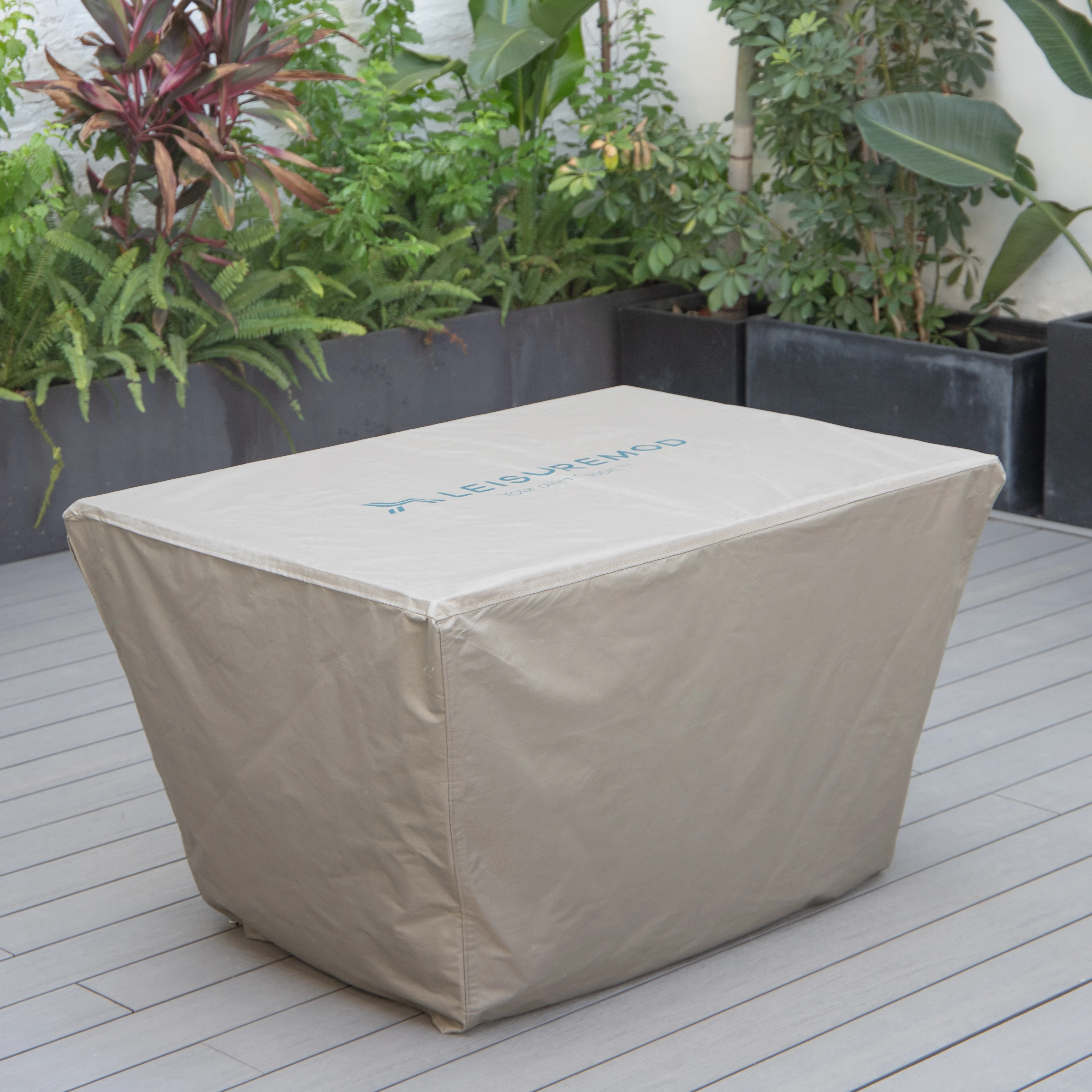 Chelsea Waterproof Fabric Rectangle Fire Pit Table Cover