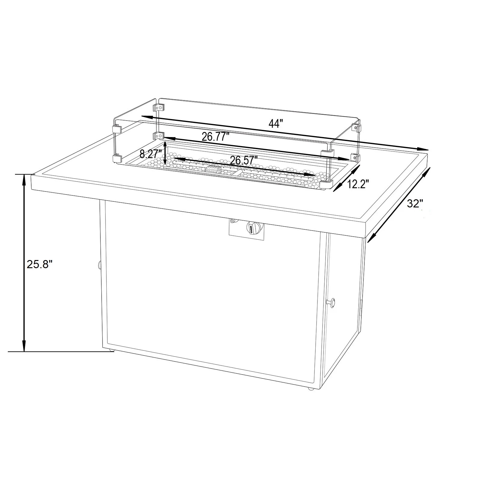 Mace Wicker Patio Modern Propane Fire Pit Table