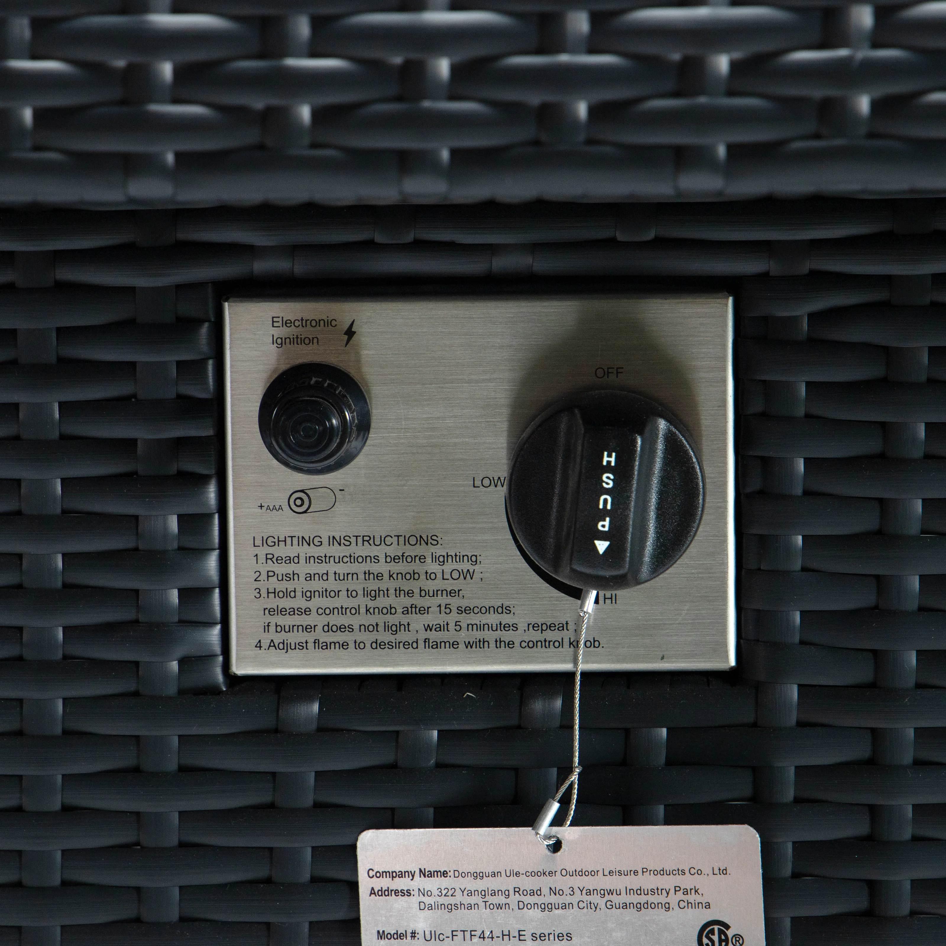 Mace Wicker Patio Modern Propane Fire Pit Table