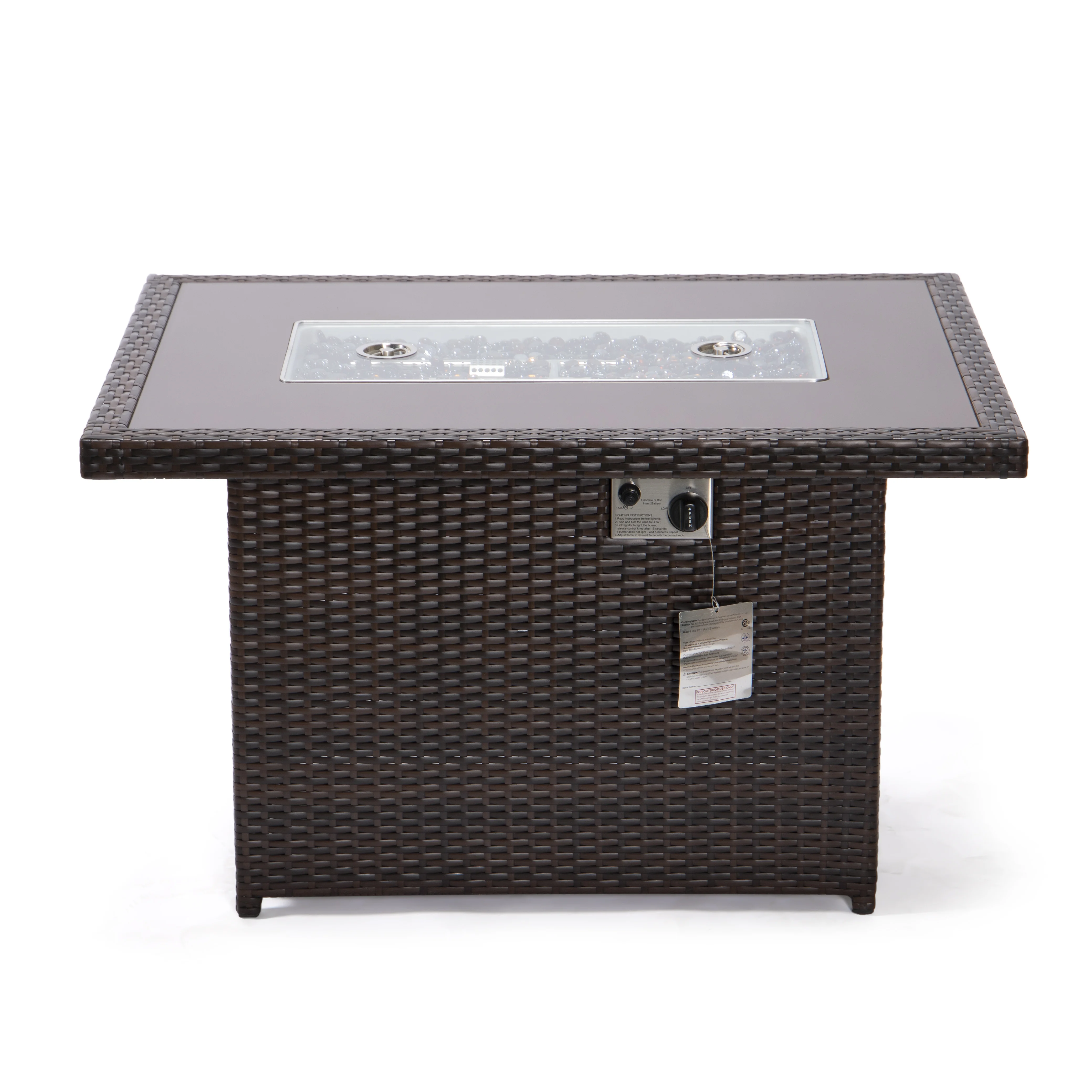 Mace Wicker Patio Modern Propane Fire Pit Table