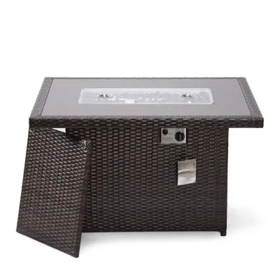 Mace Wicker Patio Modern Propane Fire Pit Table