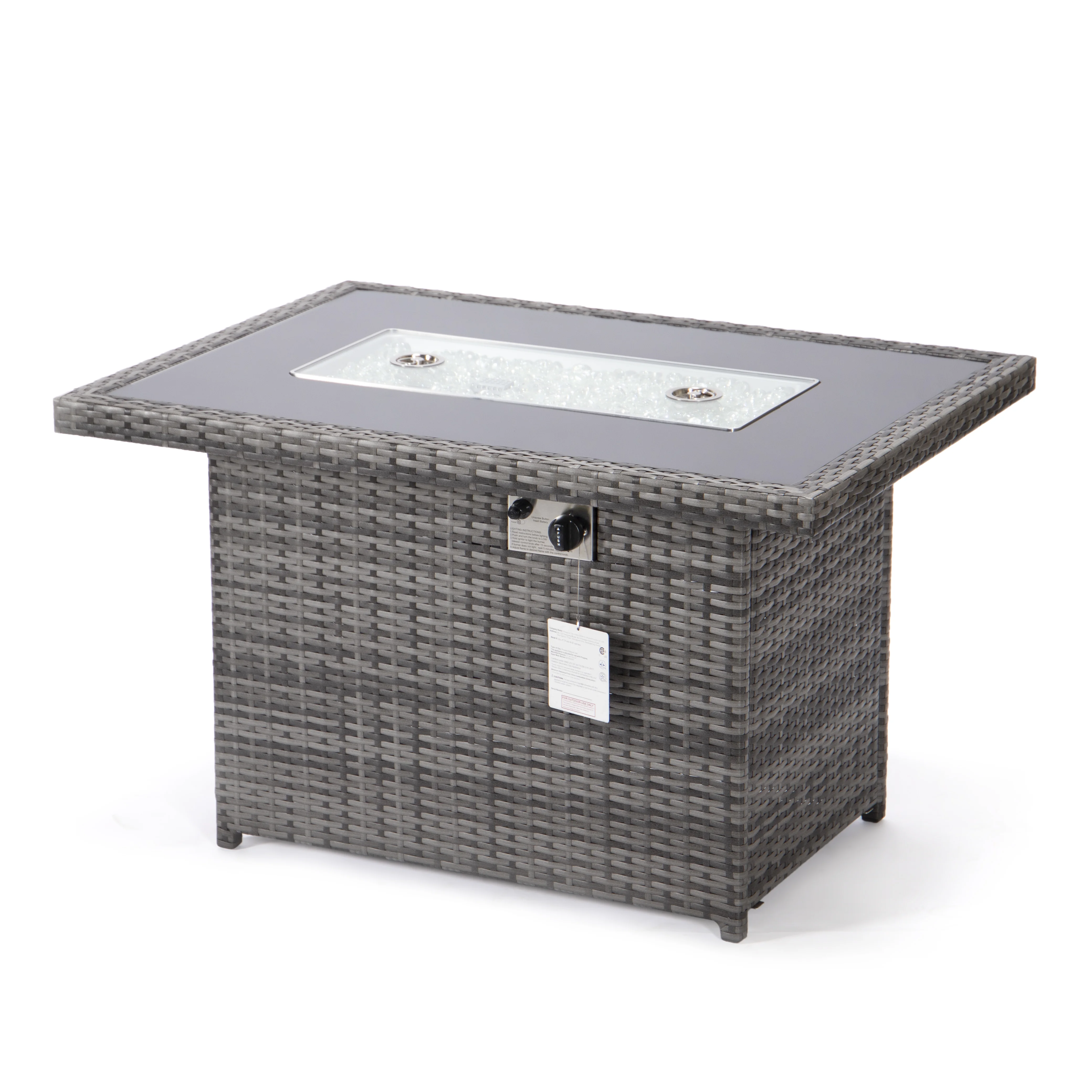 Mace Wicker Patio Modern Propane Fire Pit Table