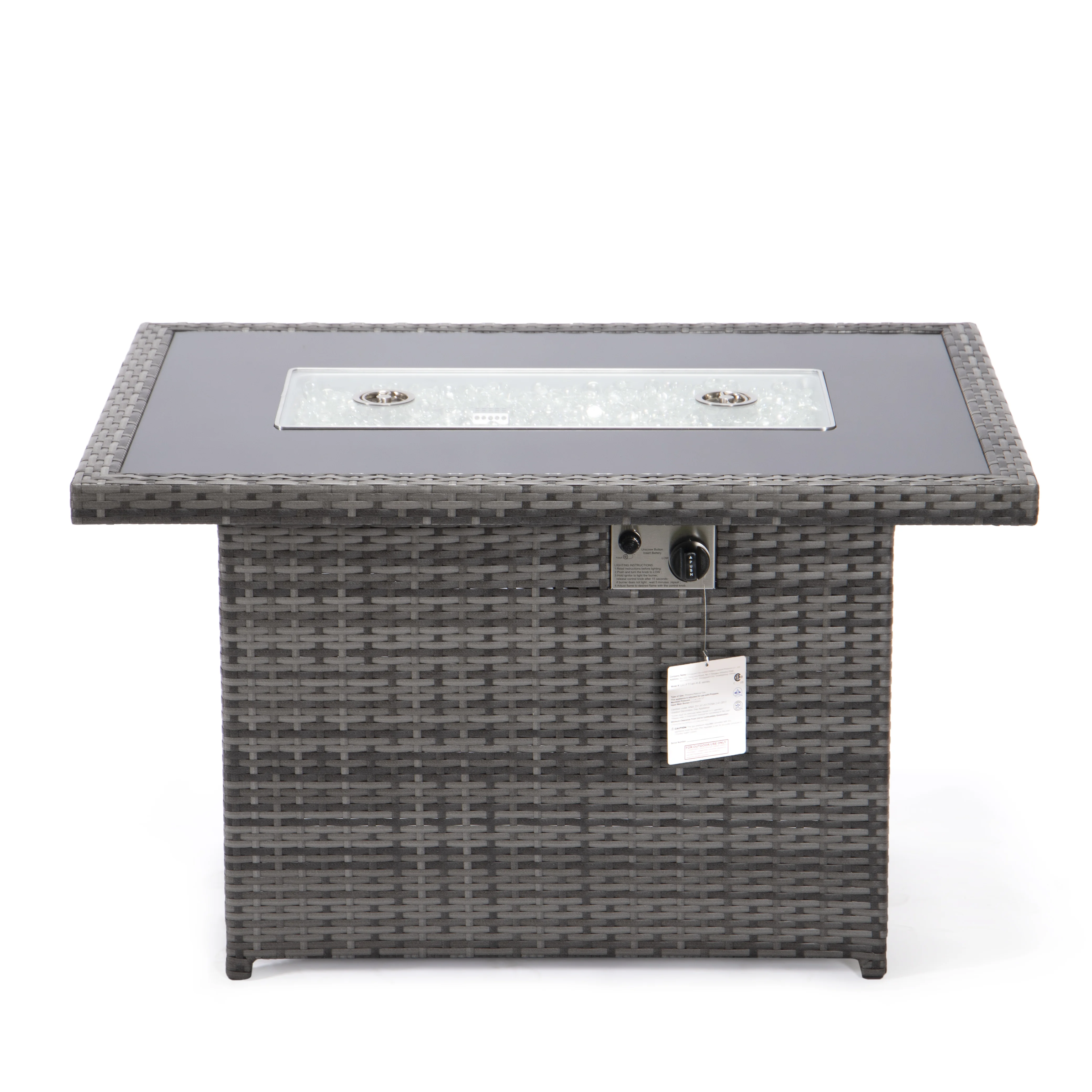 Mace Wicker Patio Modern Propane Fire Pit Table