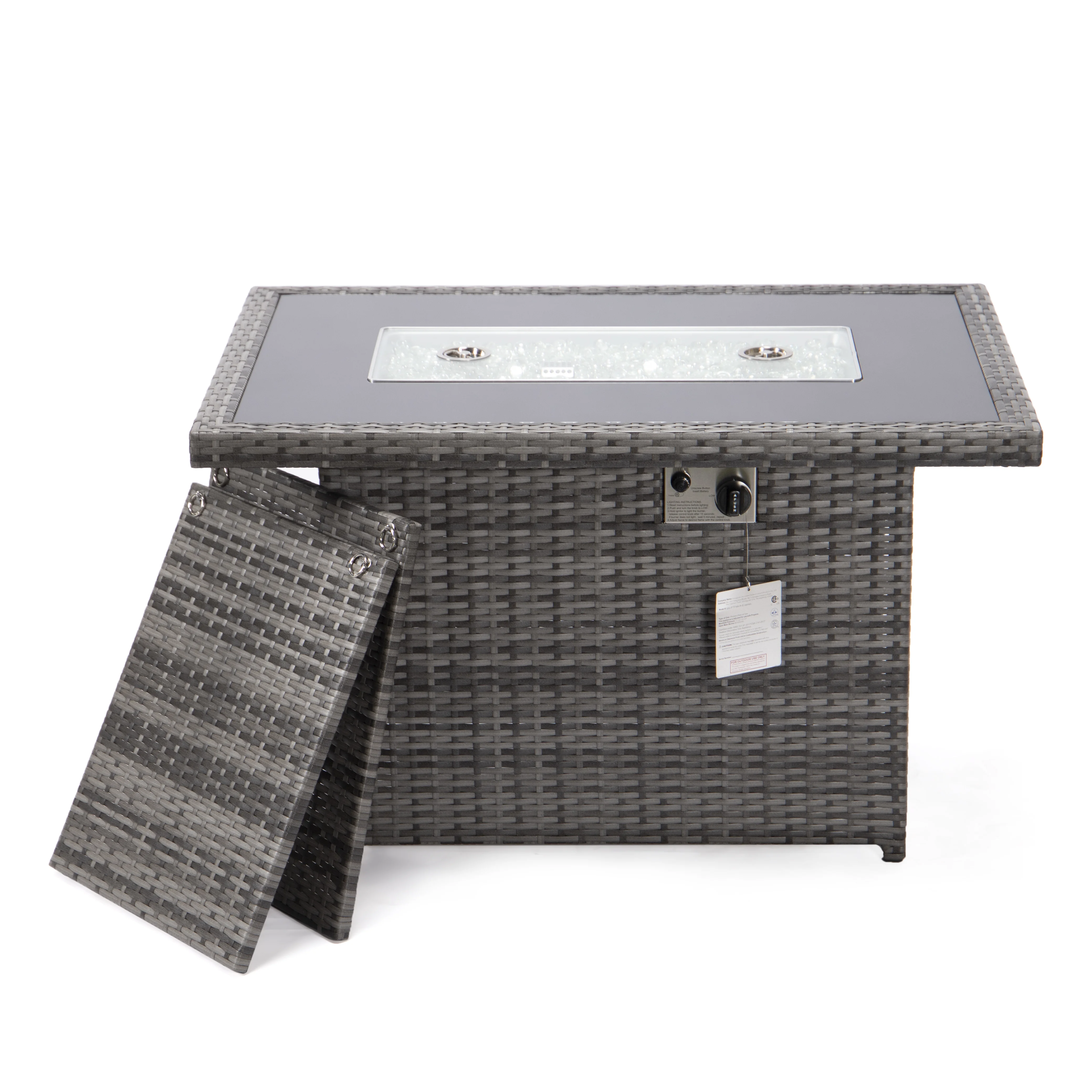 Mace Wicker Patio Modern Propane Fire Pit Table