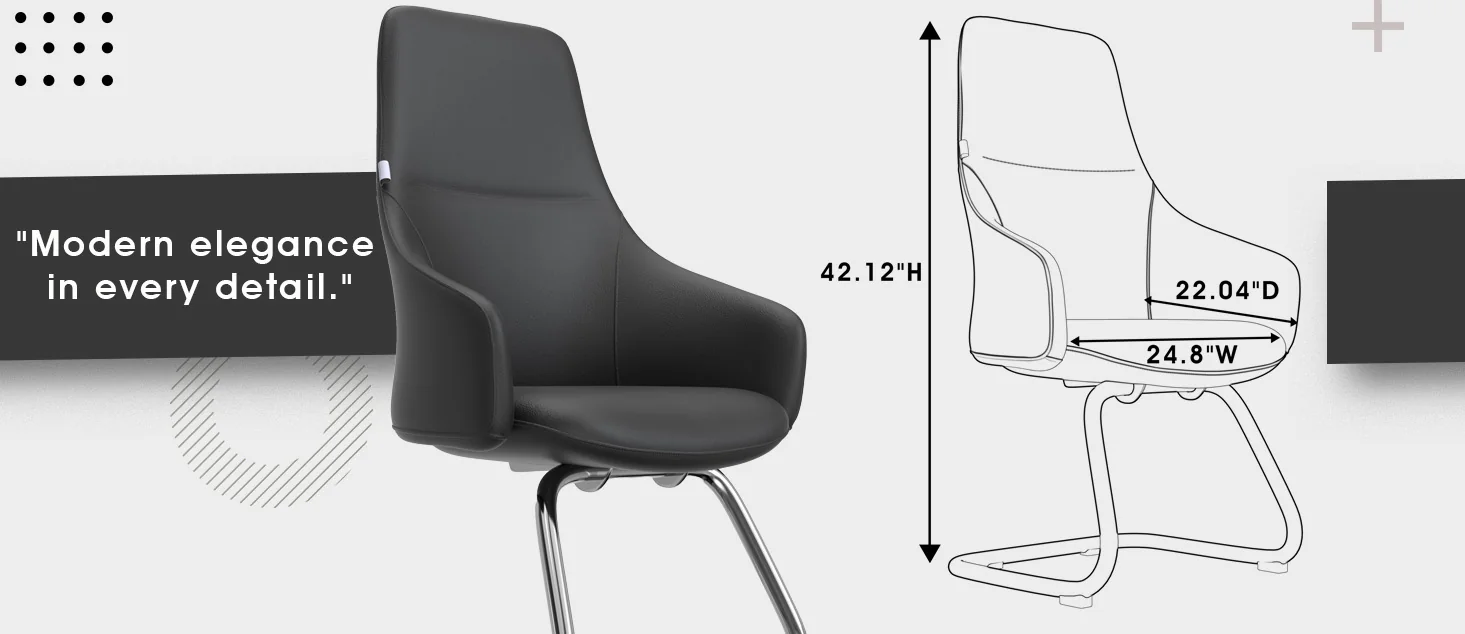 Celeste Series Guest Office Chair in Black Leather