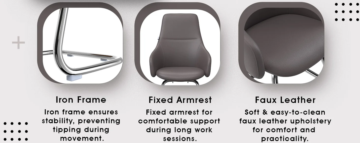 Celeste Series Guest Office Chair in Grey Leather