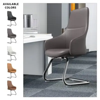 Celeste Series Guest Office Chair in Grey Leather