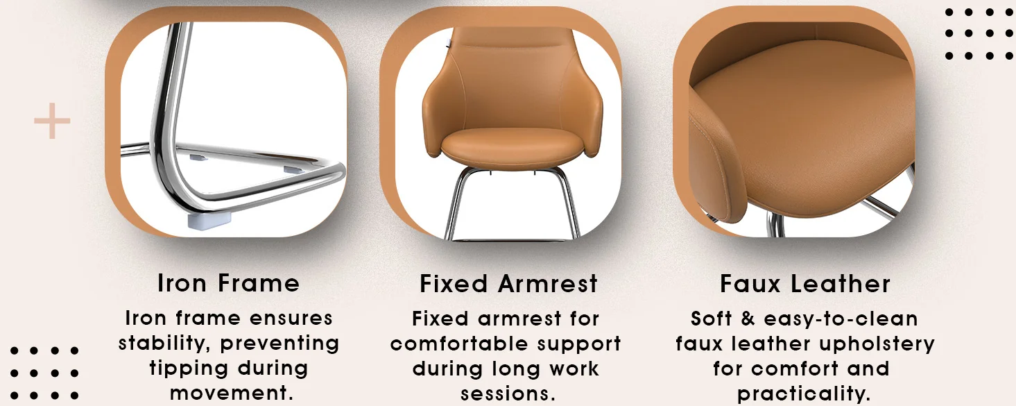 Celeste Series Office Guest Chair in Acorn Brown Leather