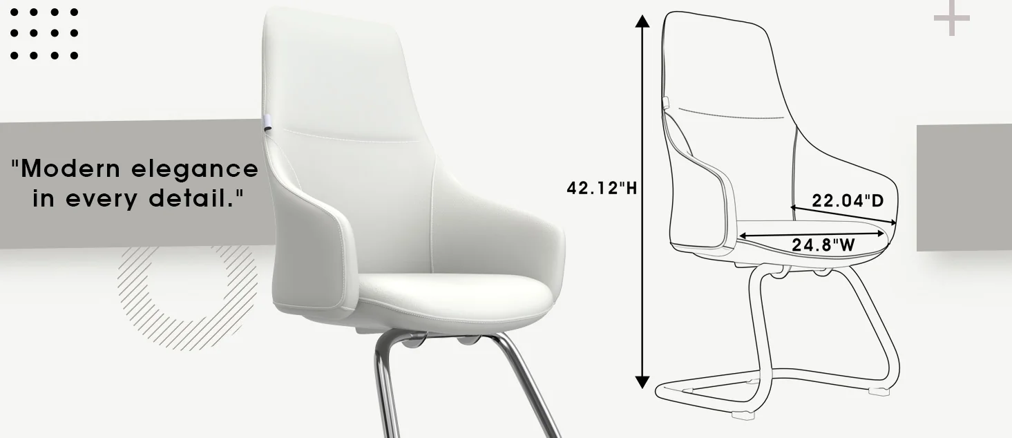 Celeste Series Guest Office Chair in White Leather