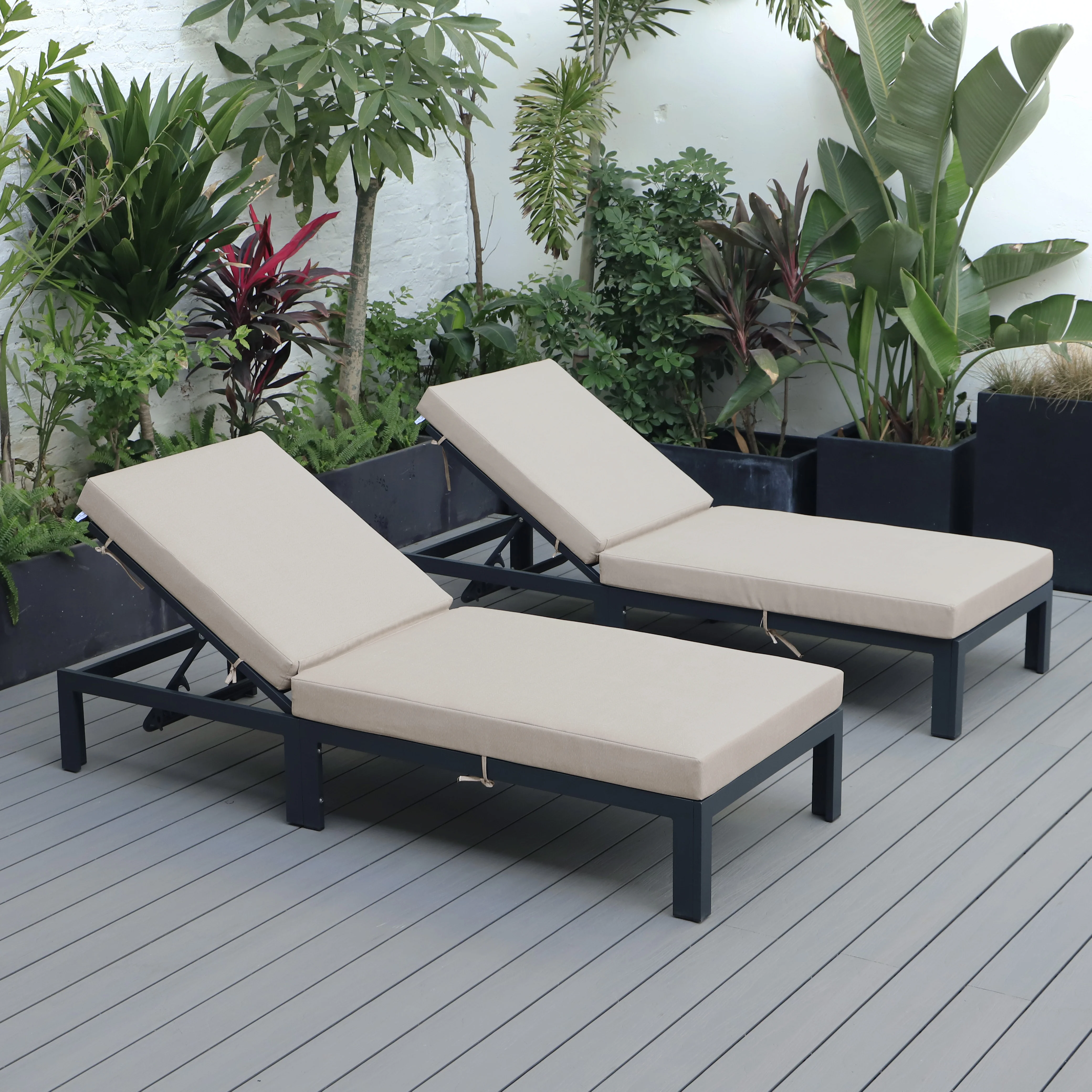 Chelsea Modern Outdoor Chaise Lounge Chair With Cushions Set of 2