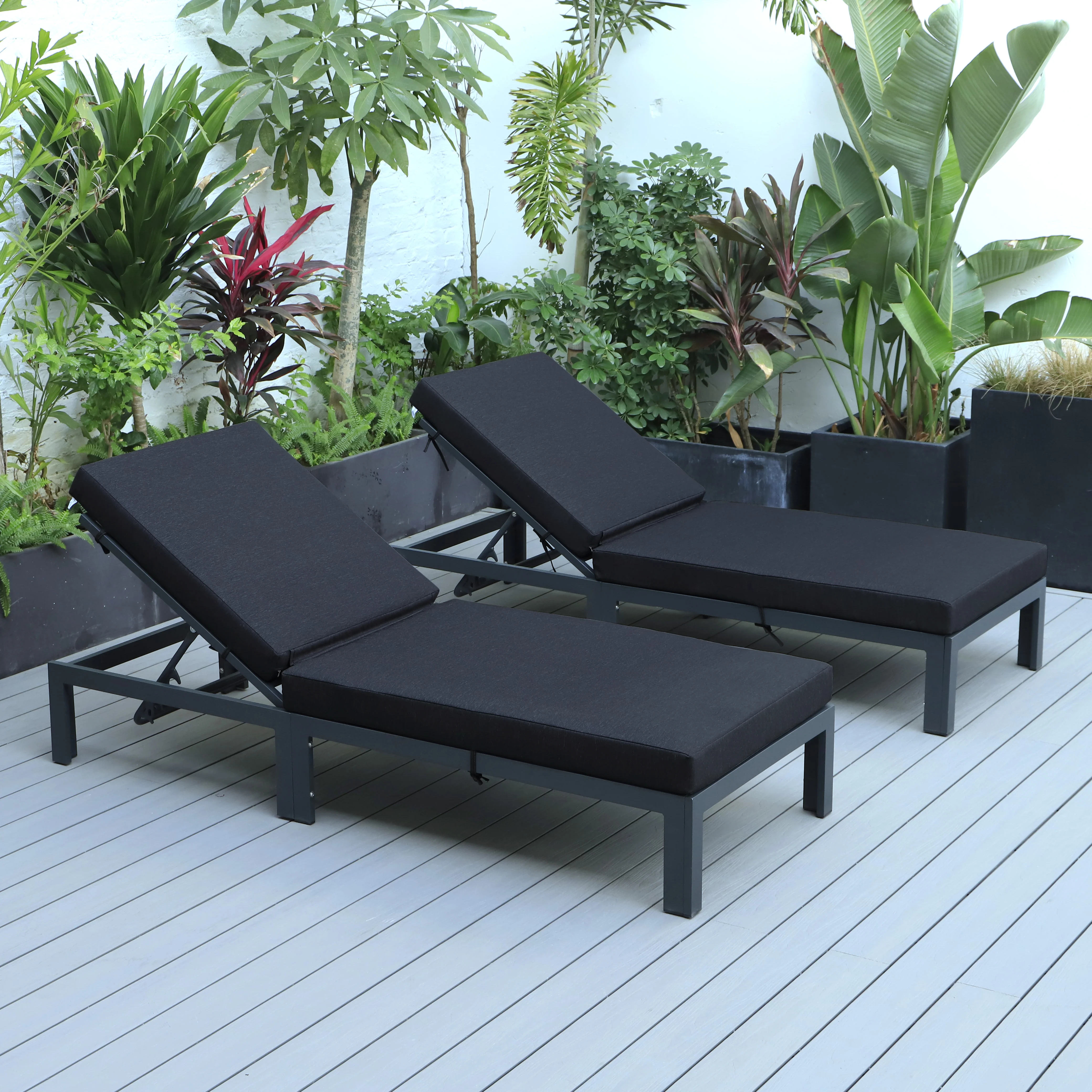 Chelsea Modern Outdoor Chaise Lounge Chair With Cushions Set of 2