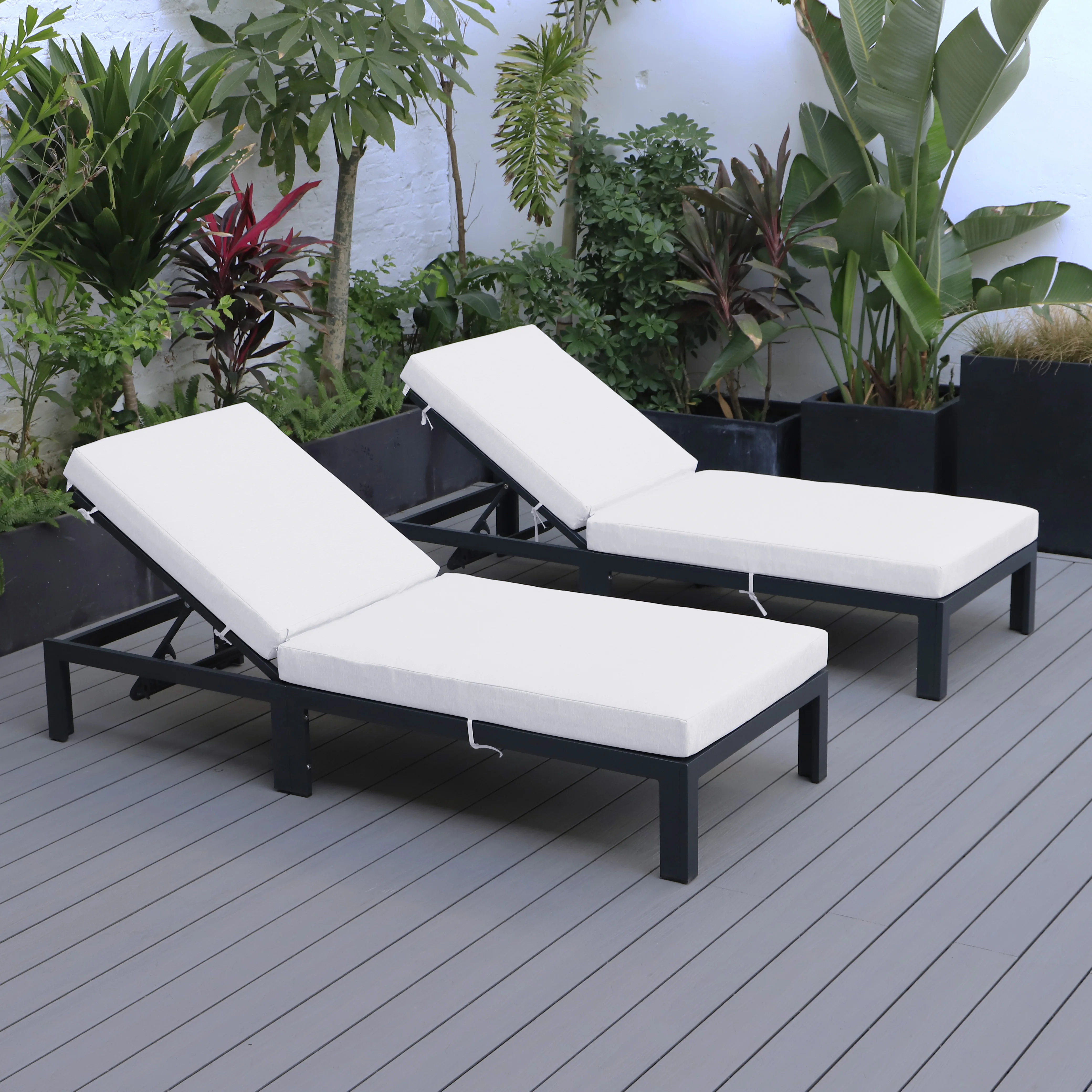 Chelsea Modern Outdoor Chaise Lounge Chair With Cushions Set of 2