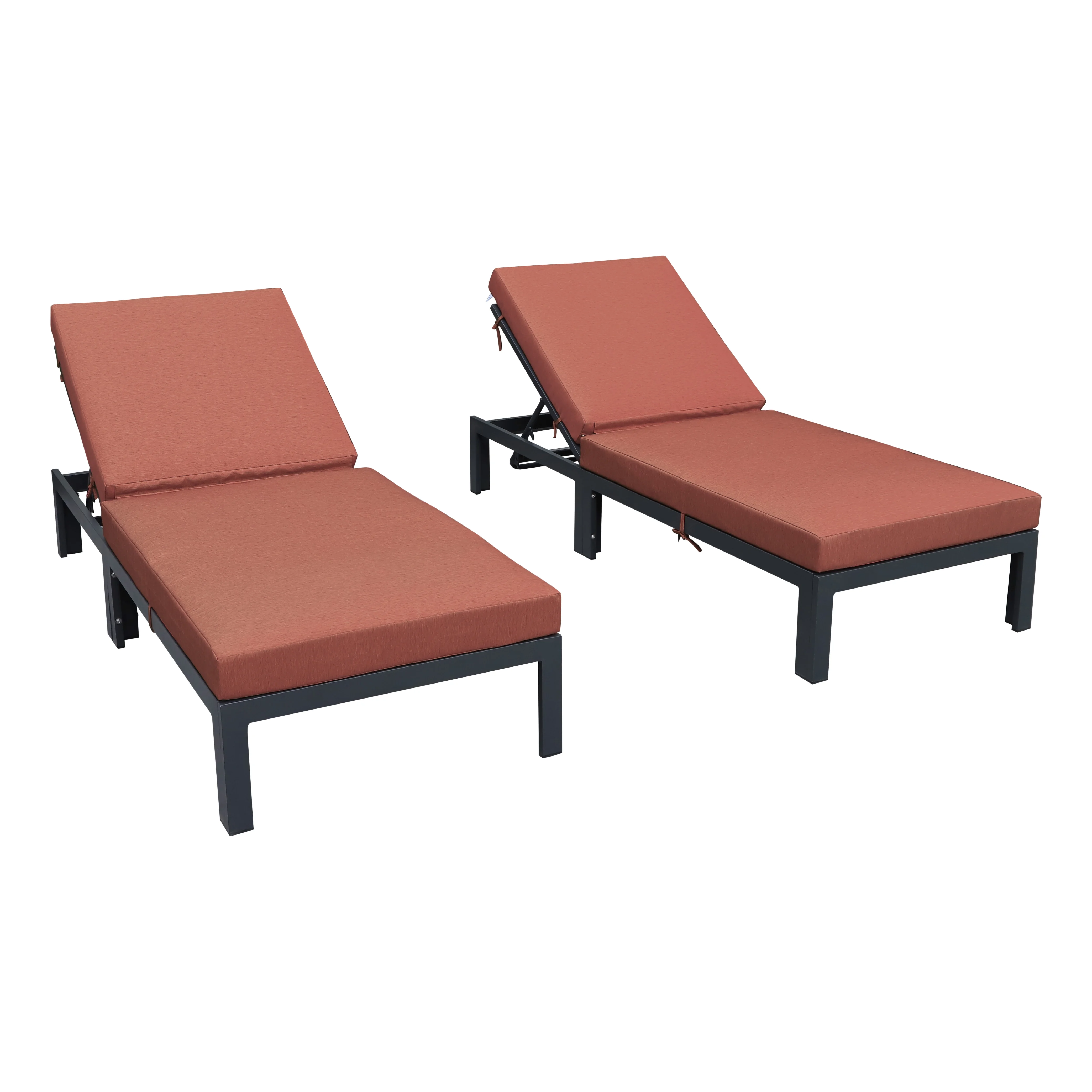 Chelsea Modern Outdoor Chaise Lounge Chair With Cushions Set of 2
